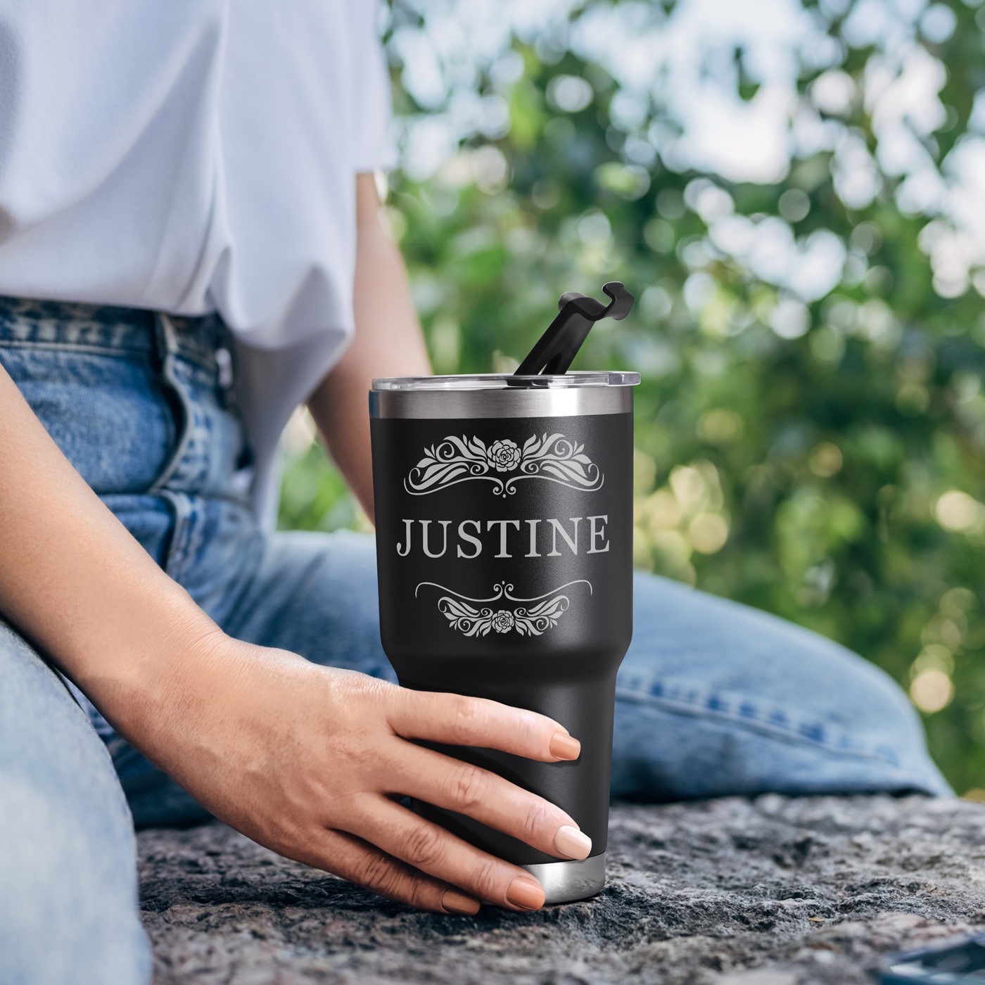Murrano Black Insulated Mug with Engraving for Woman's Birthday