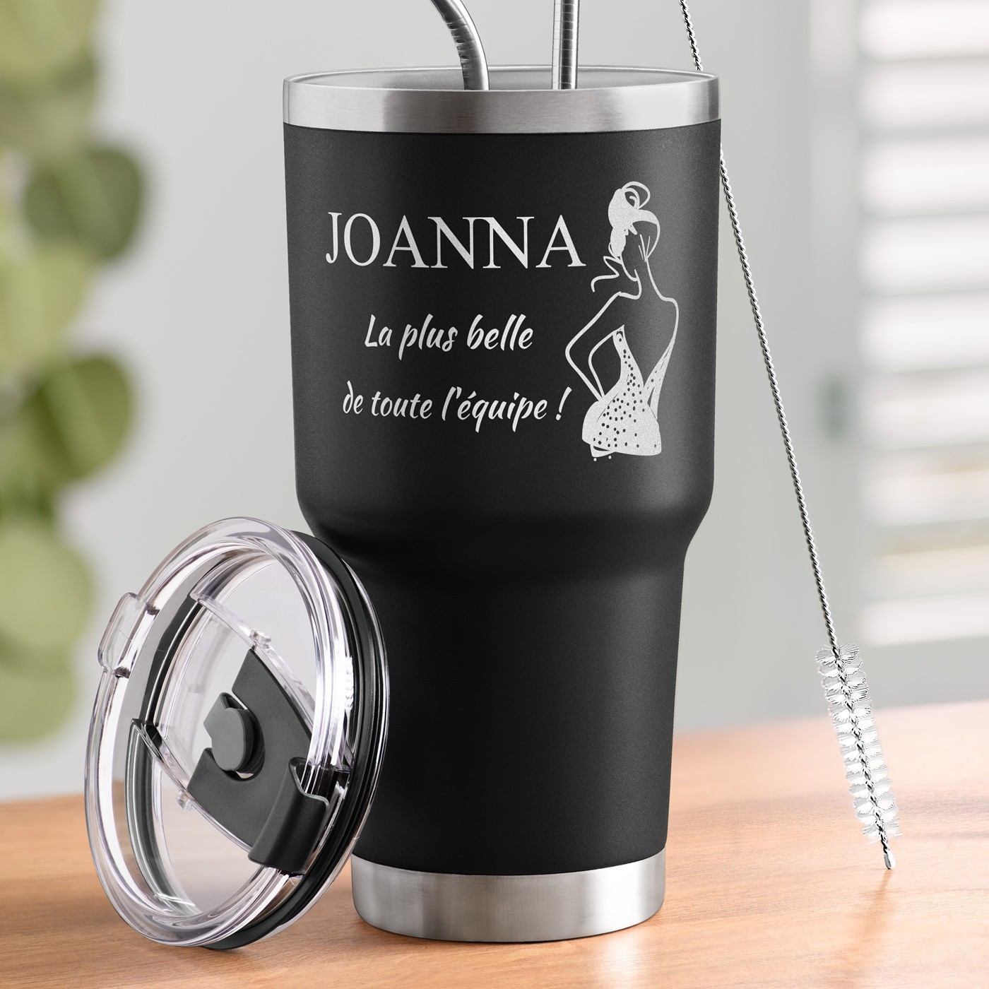 Taza térmica negra personalizada - Regalo de cumpleaños para colega
