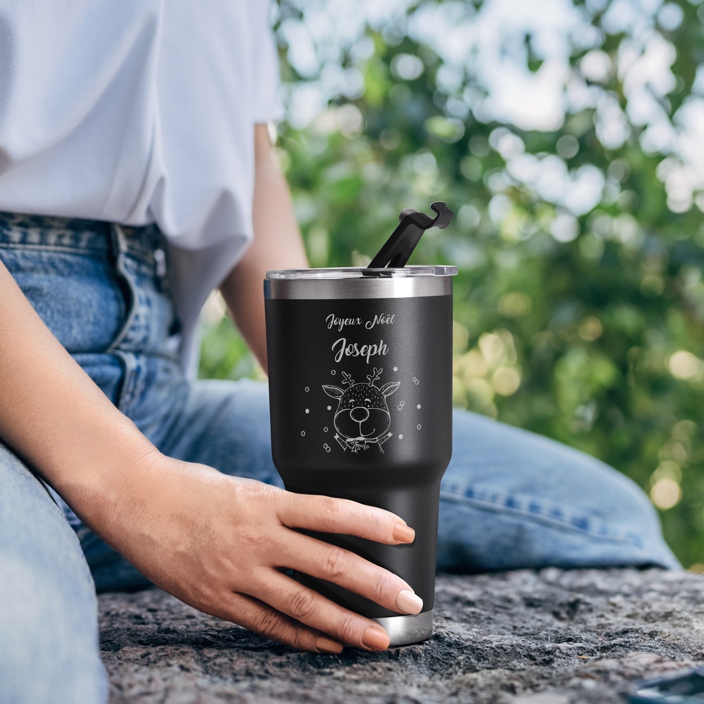 Taza Aislada Personalizada Negro para Hombre Regalo de Navidad