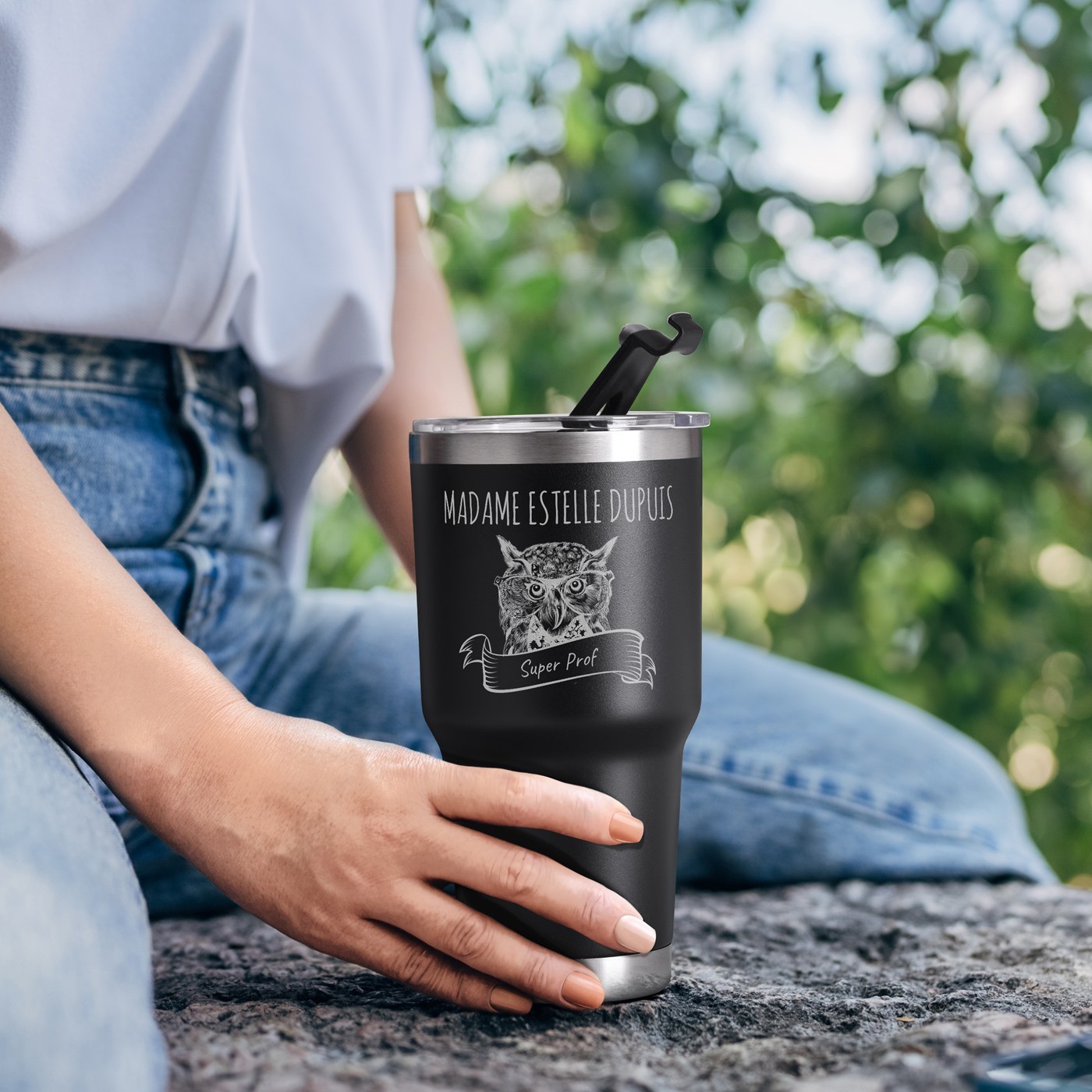 Taza Aislamiento Murrano Grabada para Profes