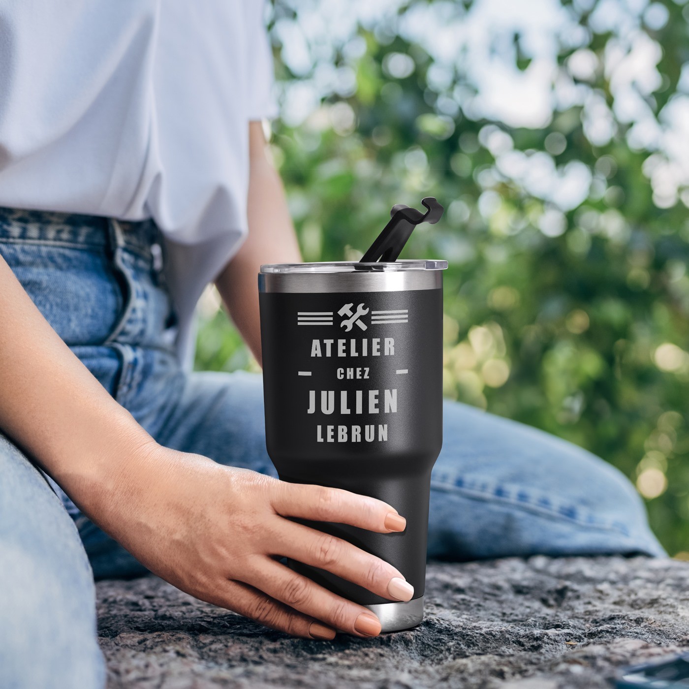 Taza Aislante Murrano - Negra con Grabado para un Apasionado del Bricolaje
