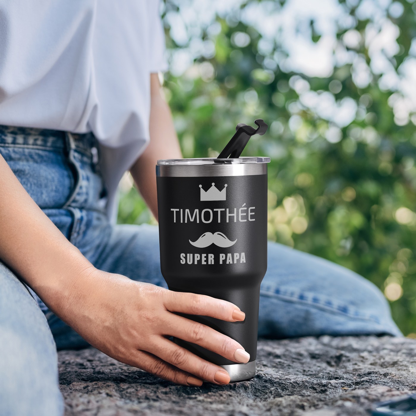 Taza Aislamiento Negro Personalizada para el Día del Padre