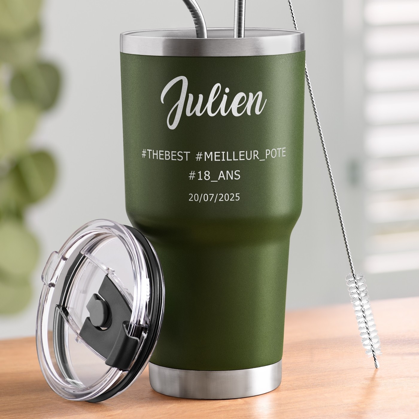 Taza aislada Murrano con grabado personalizado - Verde