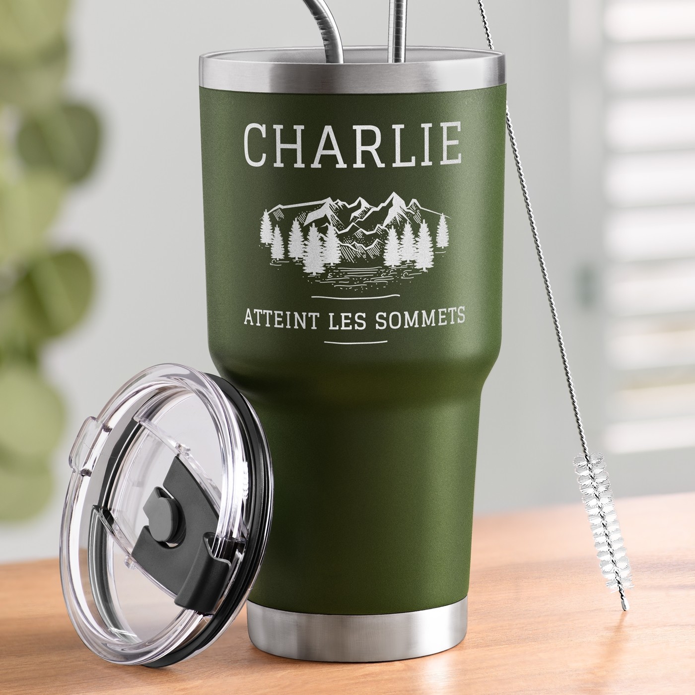 Taza Aislada Personalizada Murrano para el Cumpleaños de un Amante de las Montañas