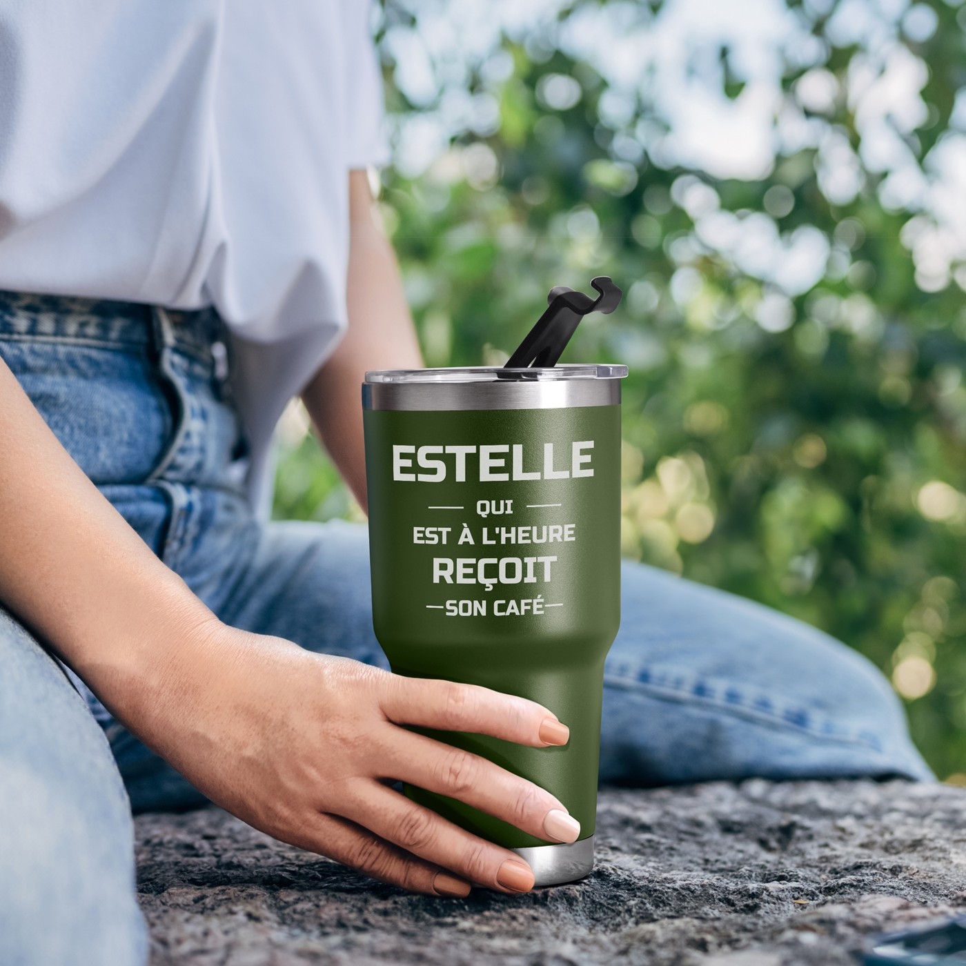 Tasse isotherme Murrano personnalisée avec gravure - Verte