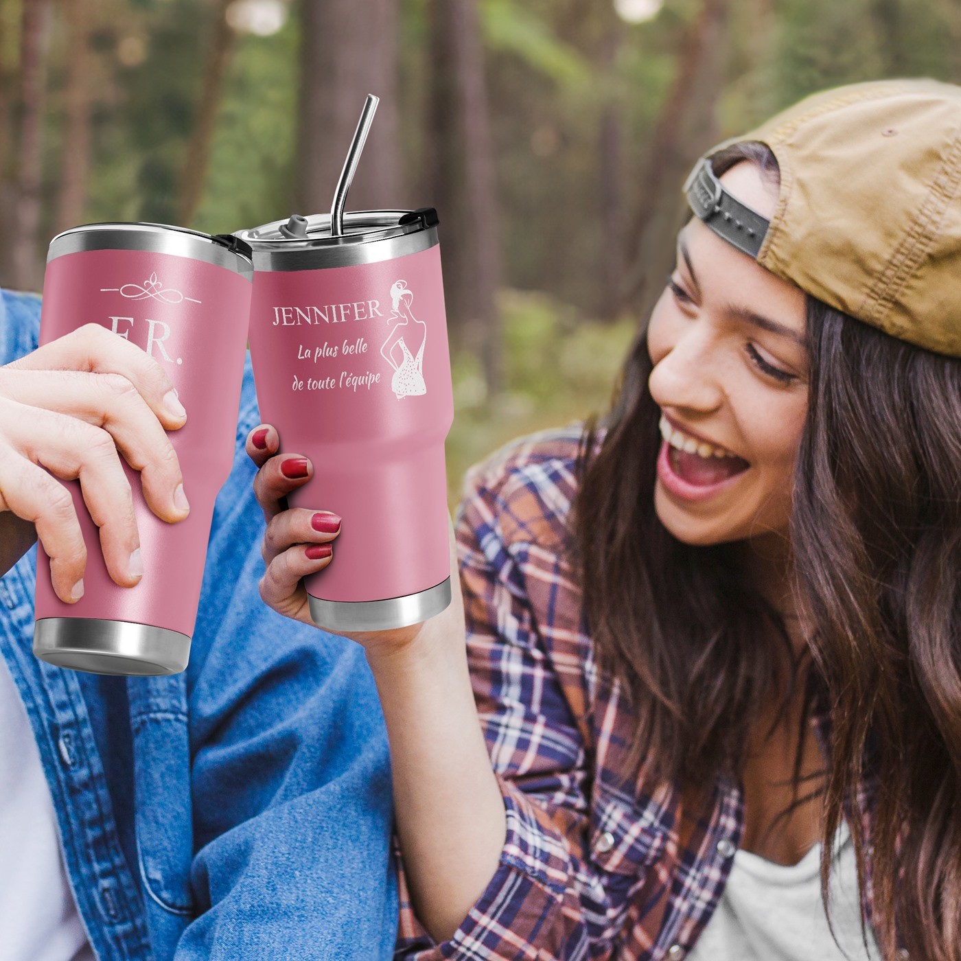 Personalized Pink Insulated Mug for a Colleague's Birthday