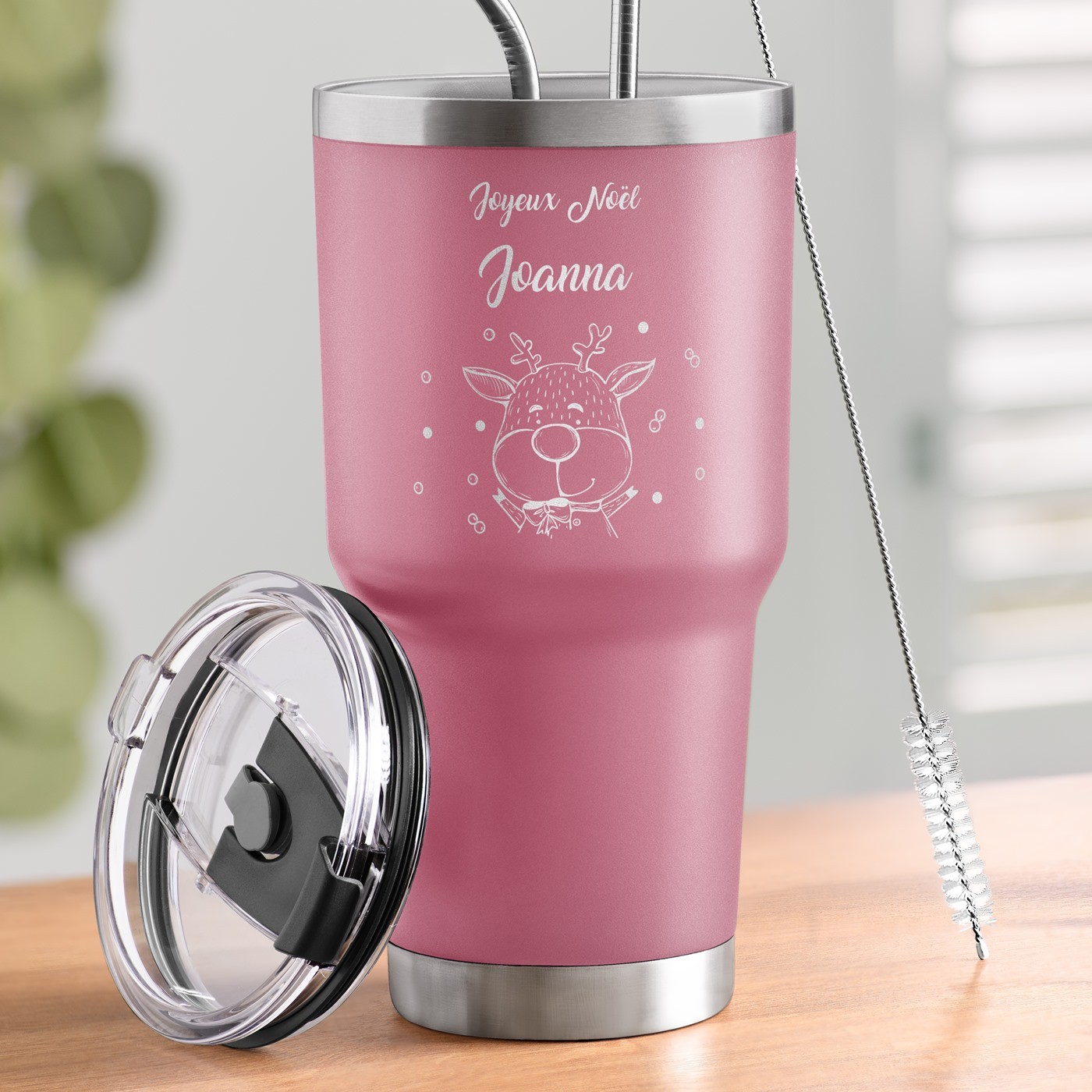 Taza Térmica Personalizada - Rosa para Niña en Navidad