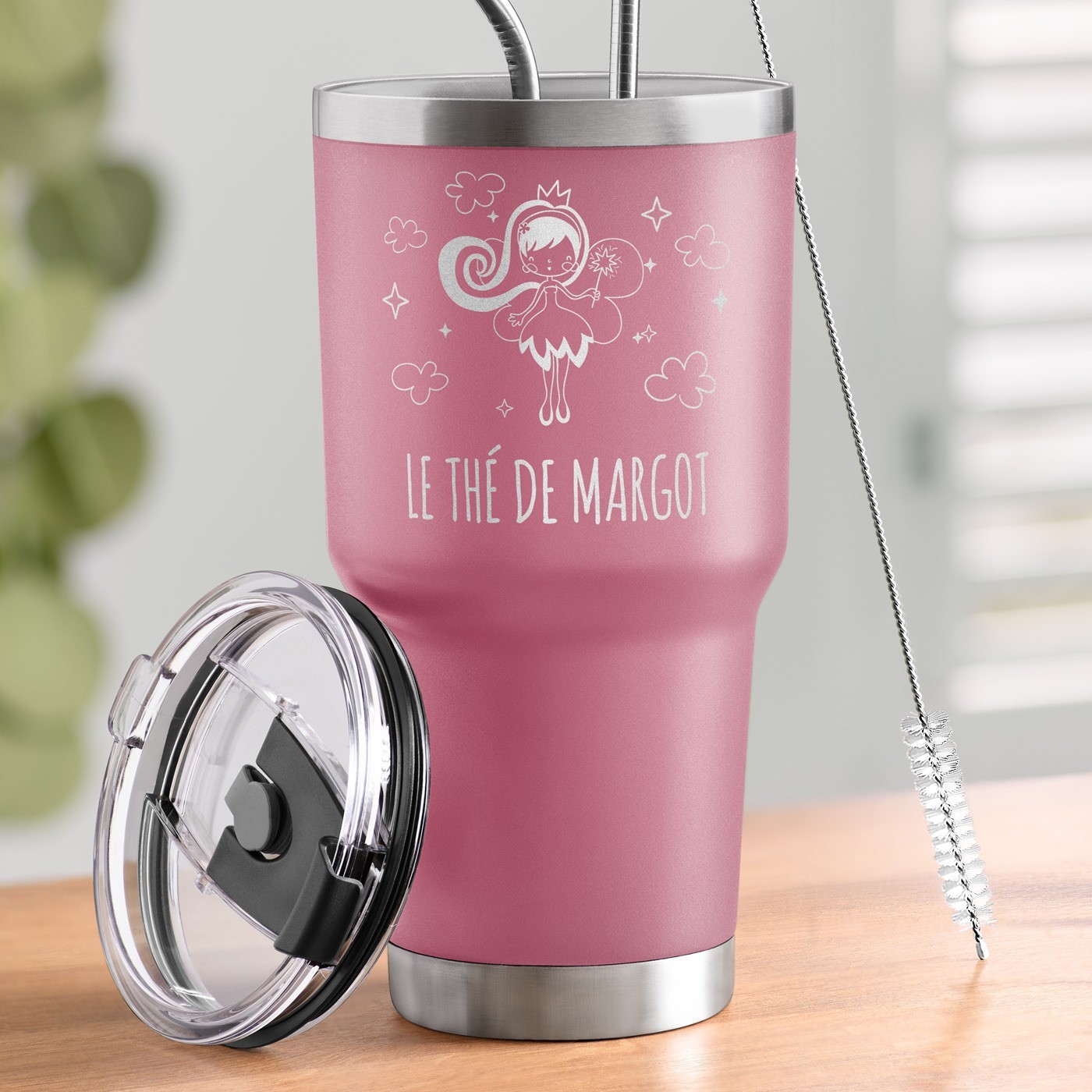 Taza Aislamiento Personalizada Murrano - Rosa para el Cumpleaños de una Niña