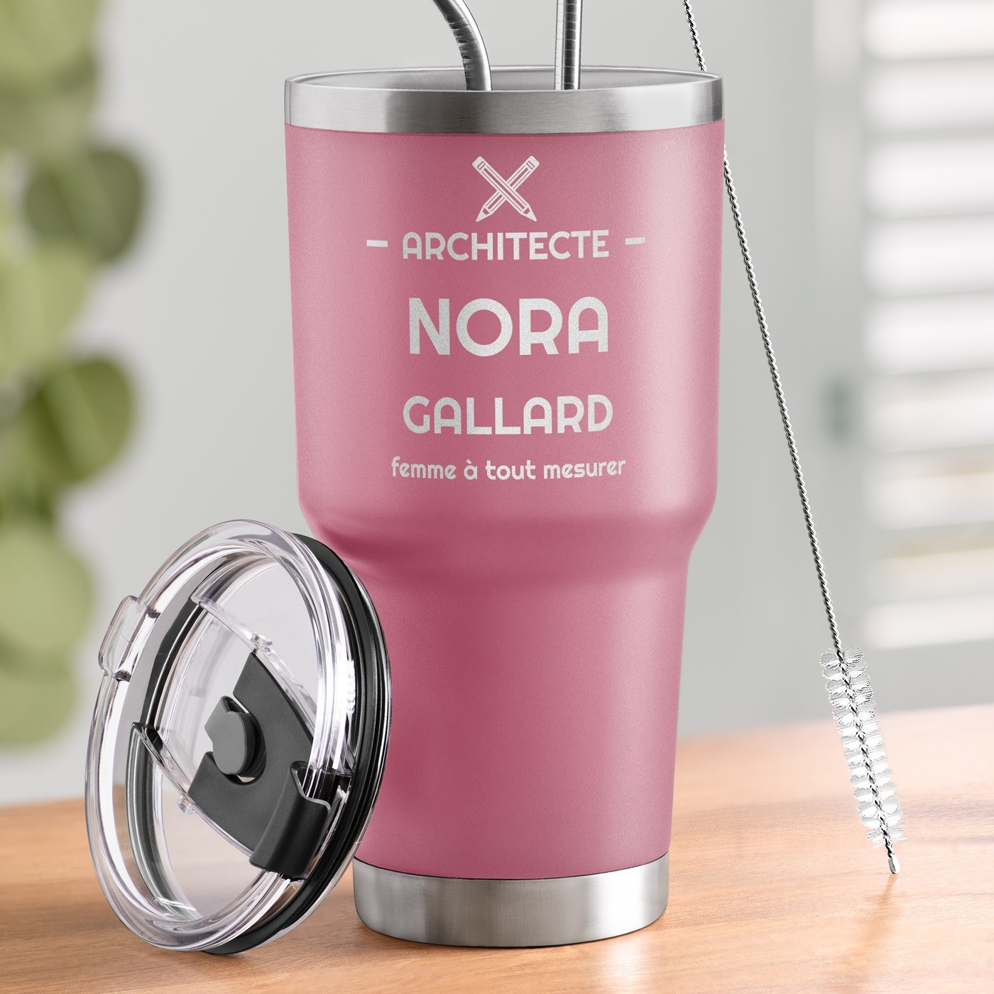 Tasse Isotherme Personnalisée - Rose pour une Promotion Professionnelle