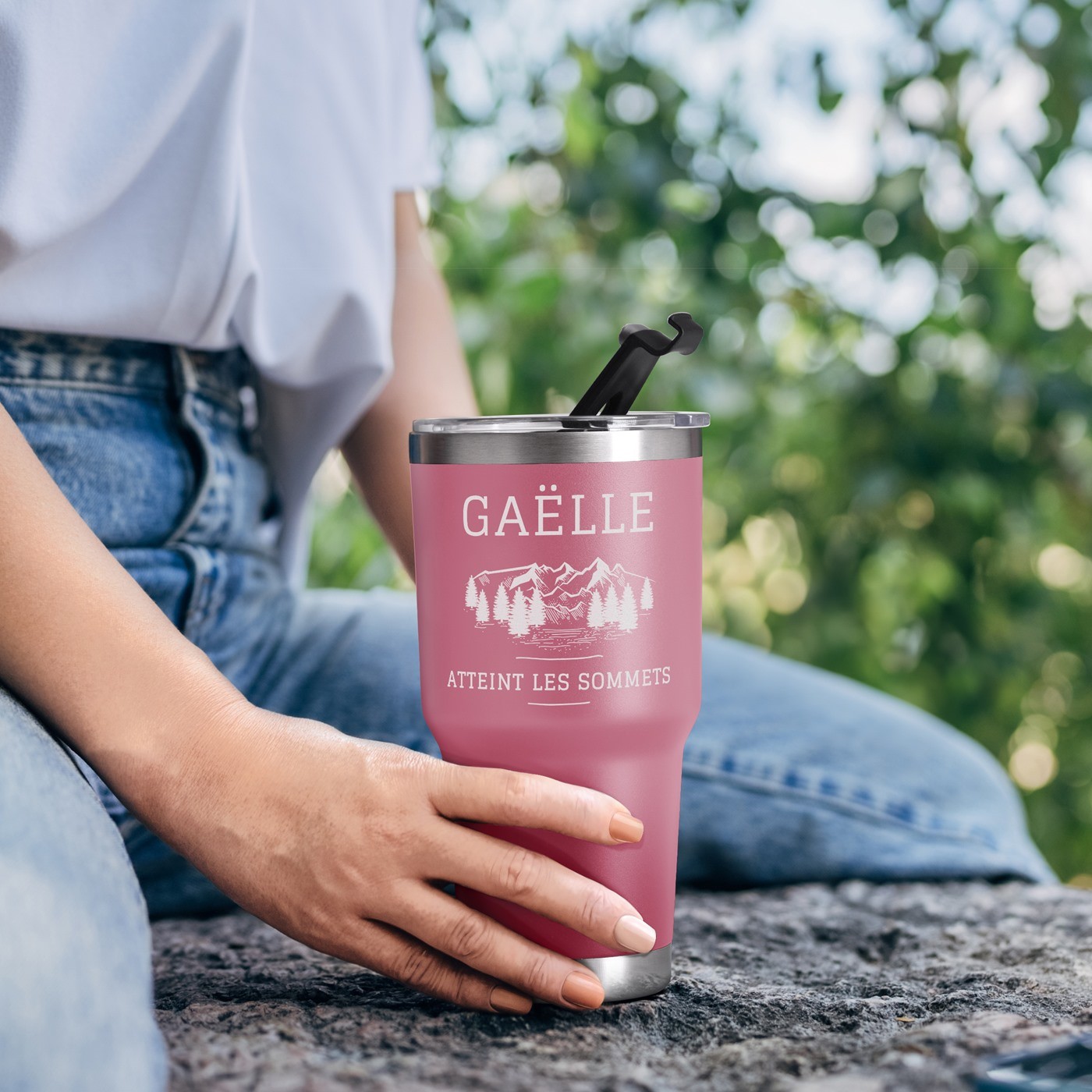 Personalized Thermal Mug - Pink Sister Gift for Work Promotion