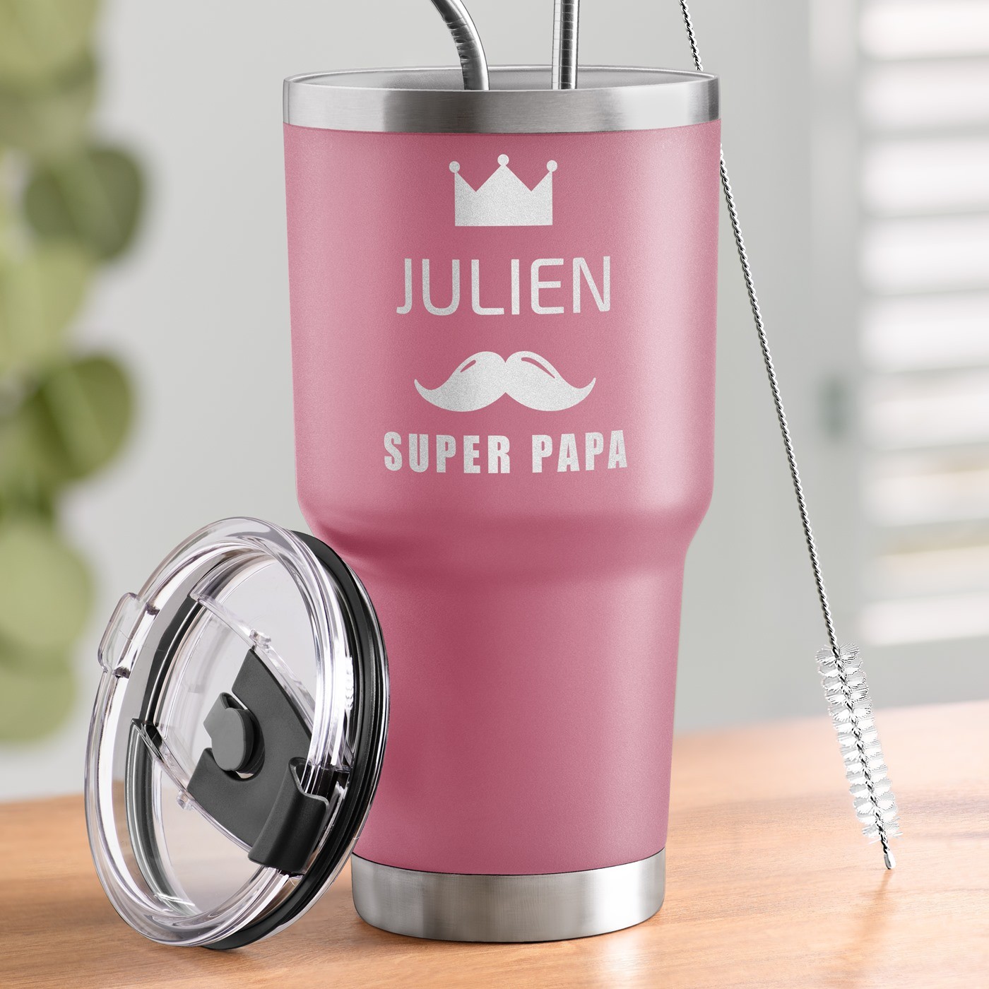 Taza aislante personalizada de rosa para el cumpleaños de papá