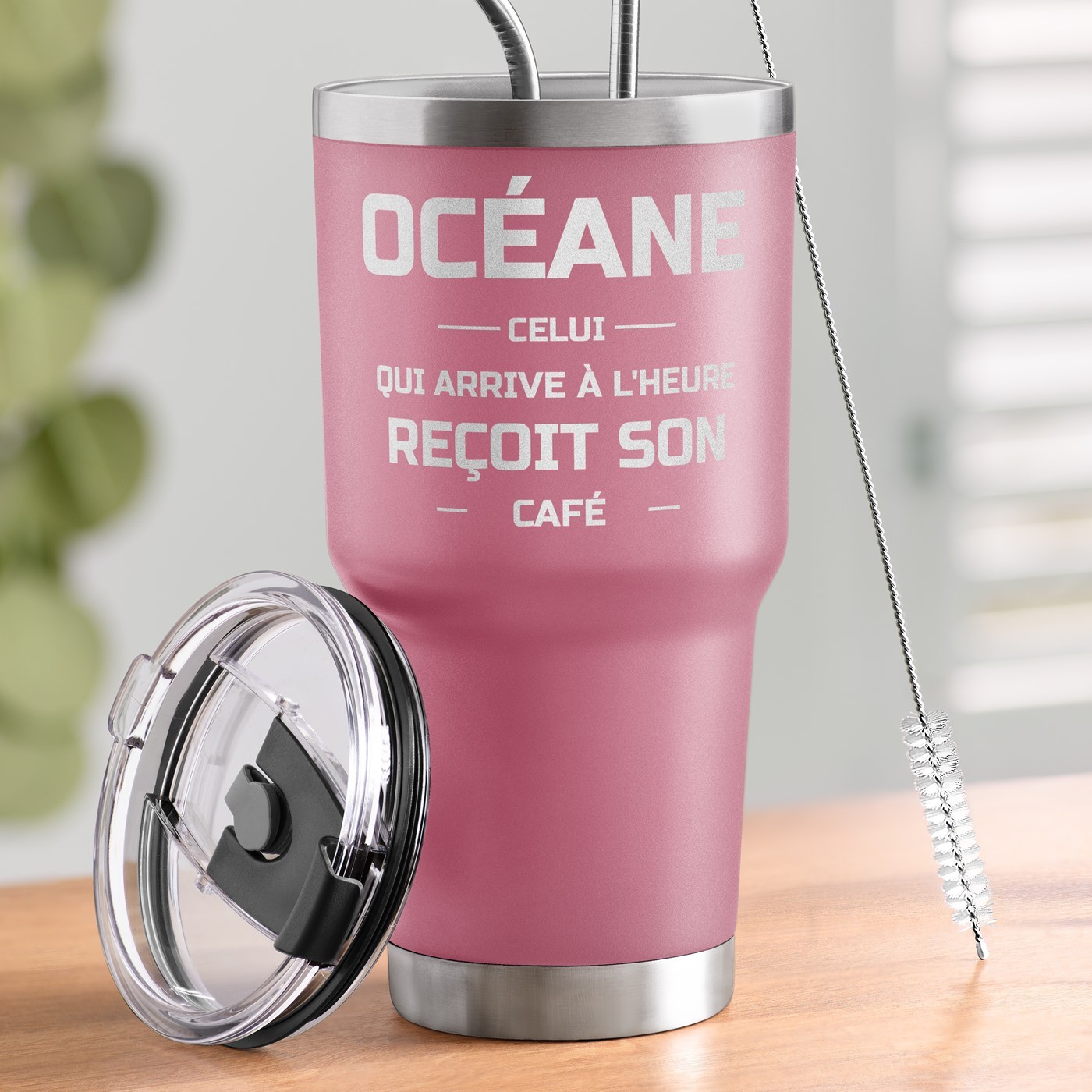 Mug isotherme personnalisé Murrano - Cadeau d'anniversaire étudiant (Rose)