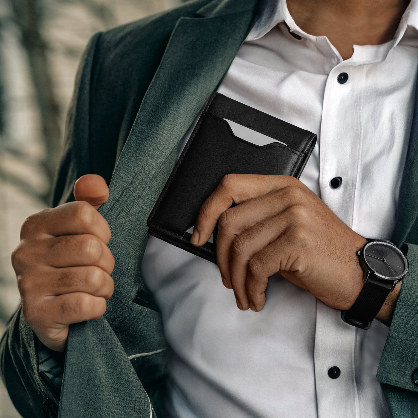 Billetera Delgada de Cuero Negro Personalizada Murrano para Novio en el Día de San Valentín