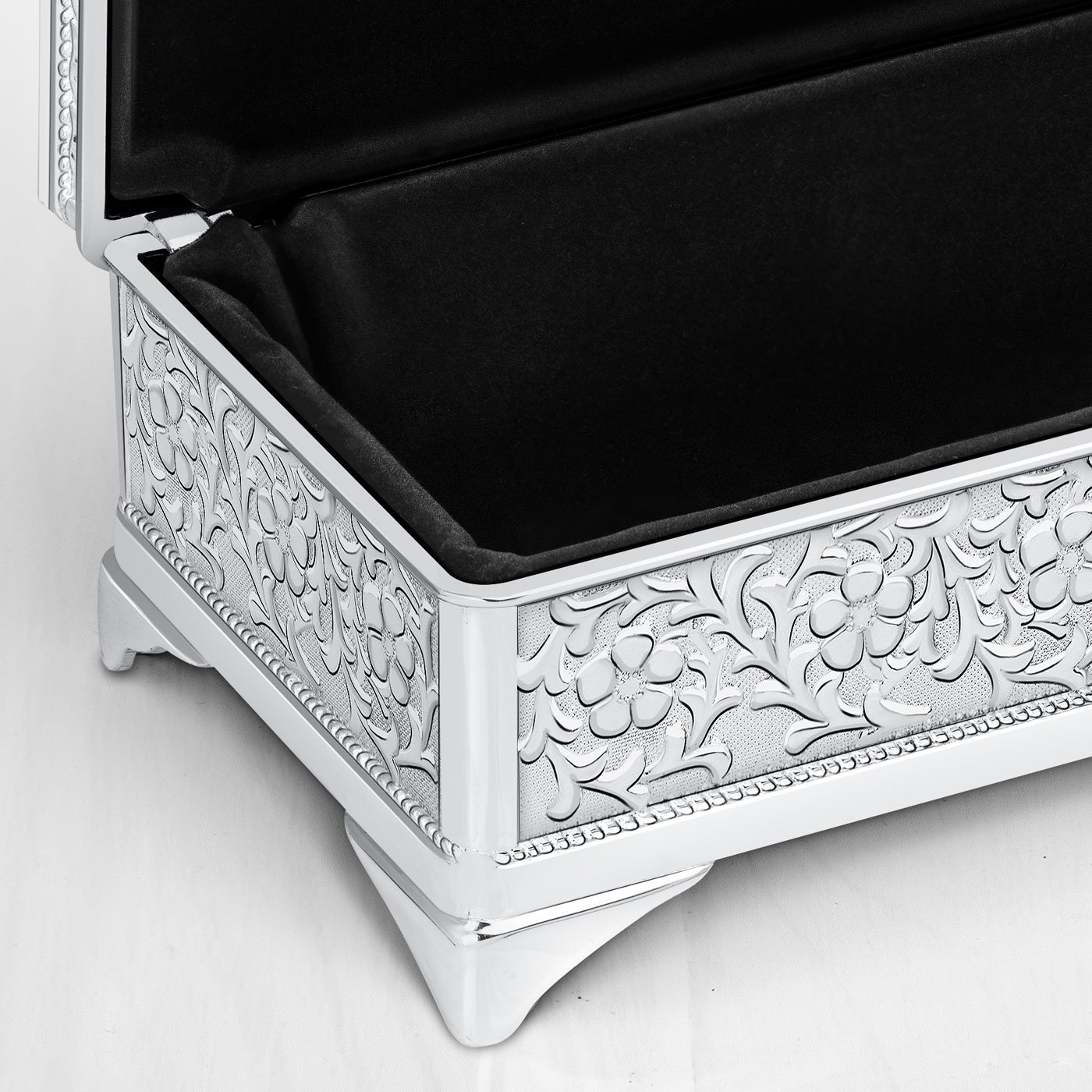 Caja de joyas rectangular de acero plateado personalizada para el cumpleaños de mamá
