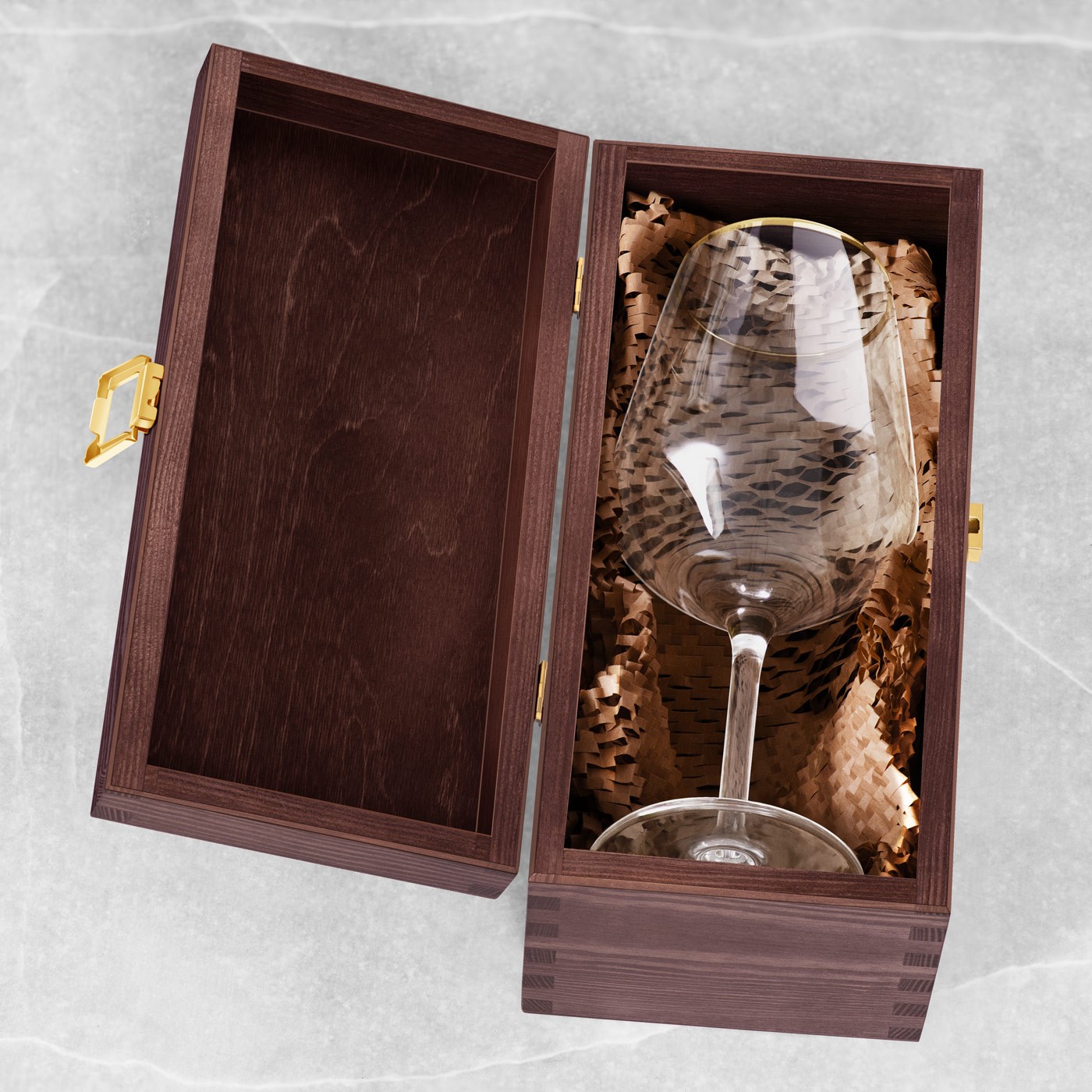Boîte en bois exclusive Murrano pour verre à vin