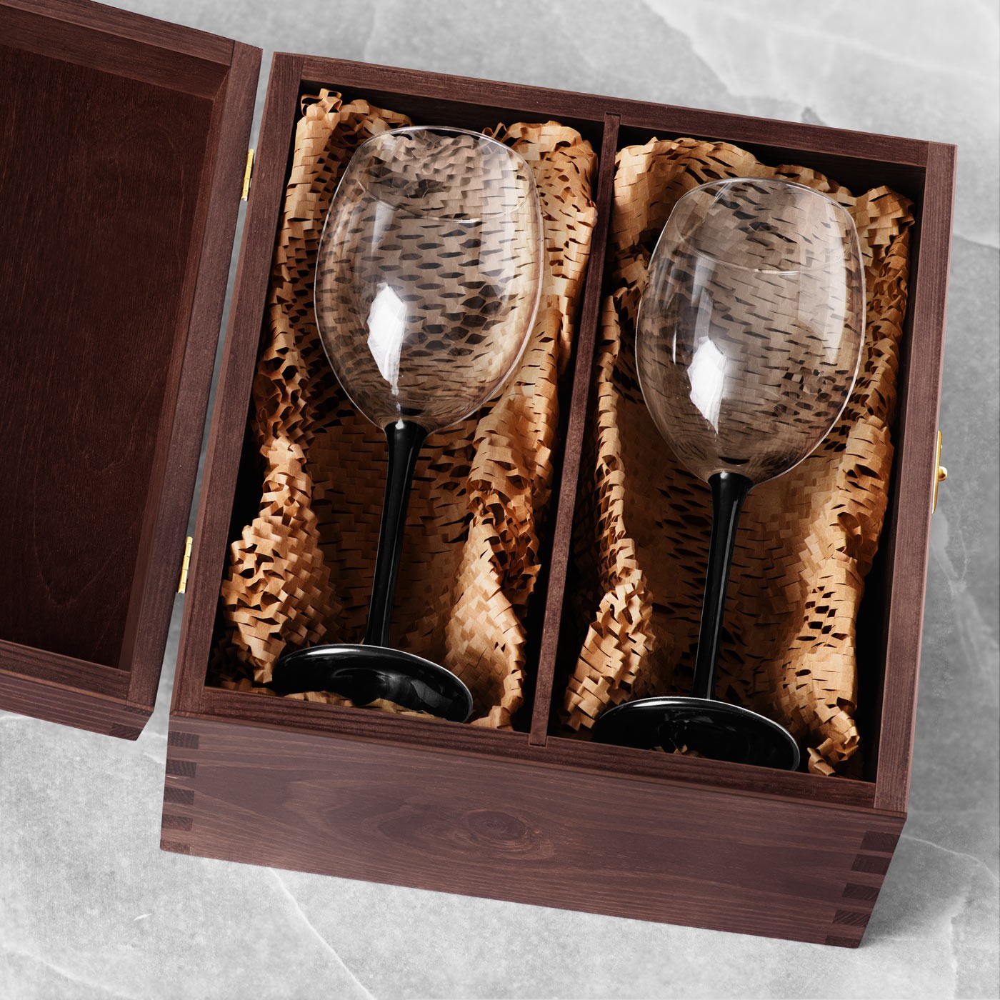 Murrano Exclusive Wood Box for 2 Wine Glasses