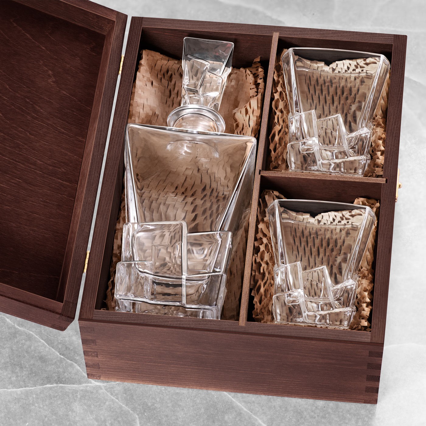 Caja de madera Murrano exclusiva para una jarra y 2 vasos