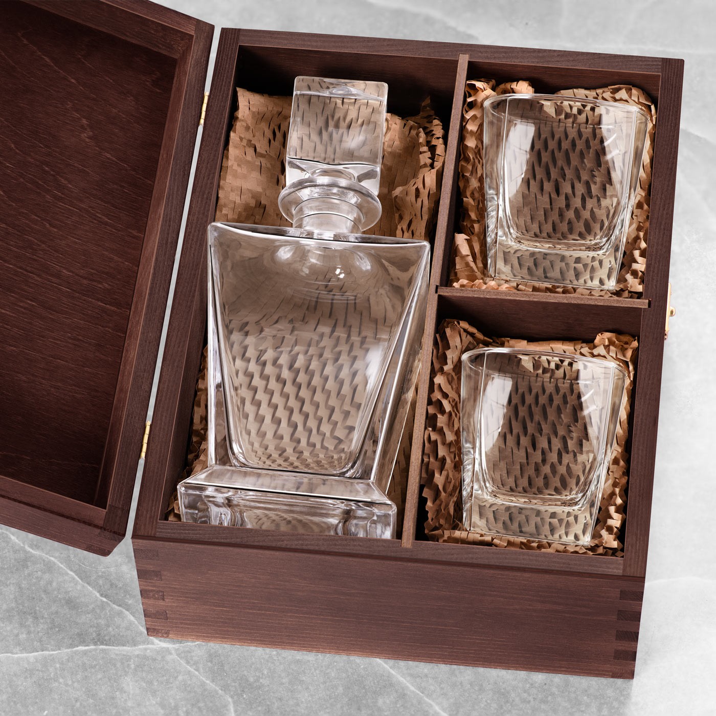 Caja de madera Murrano exclusiva para una jarra y 2 vasos