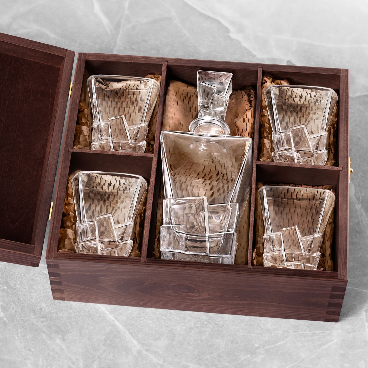 Murrano Exclusive Wood Box for a Decanter and 4 Glasses