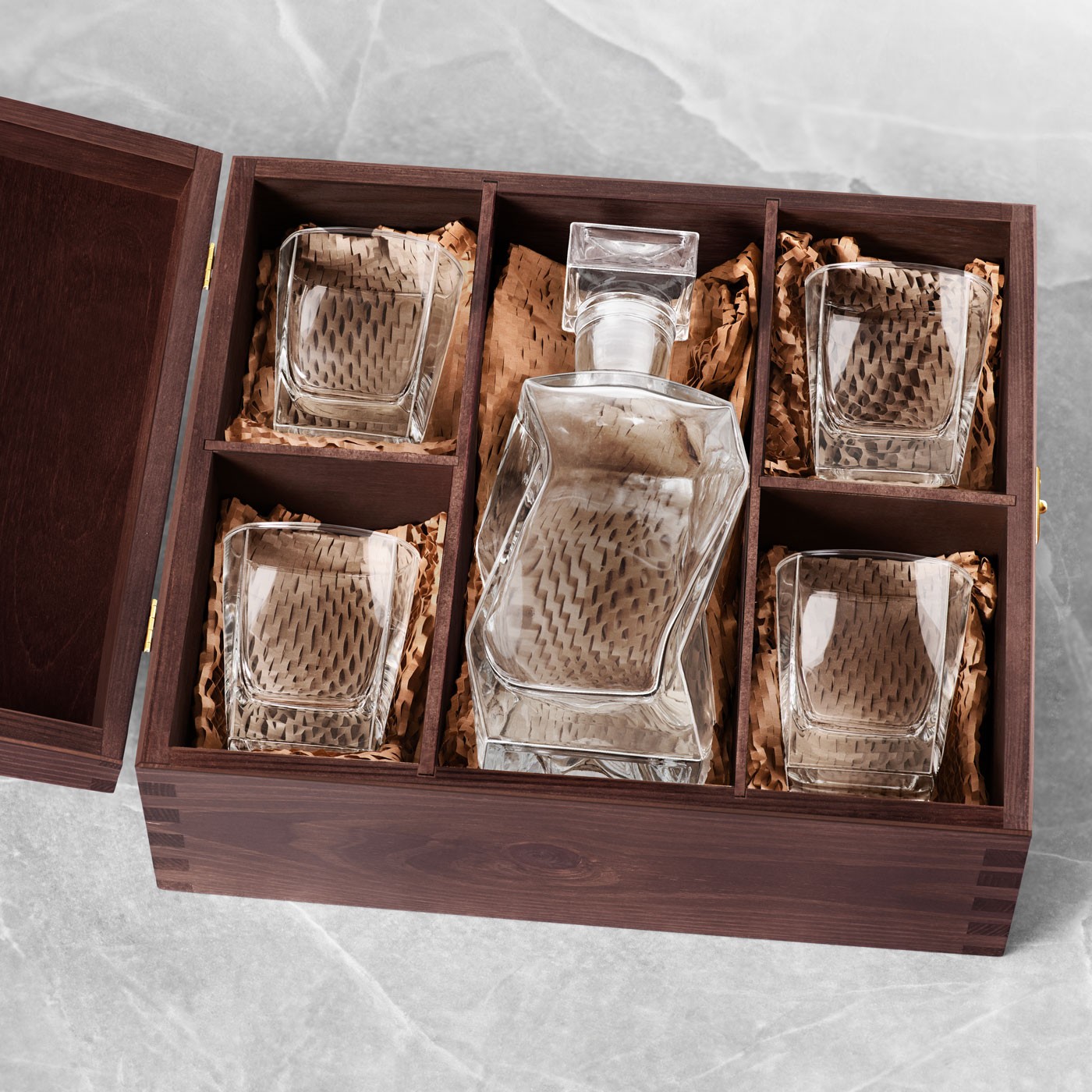 Murrano Exclusive Wood Box for a Decanter and 4 Glasses