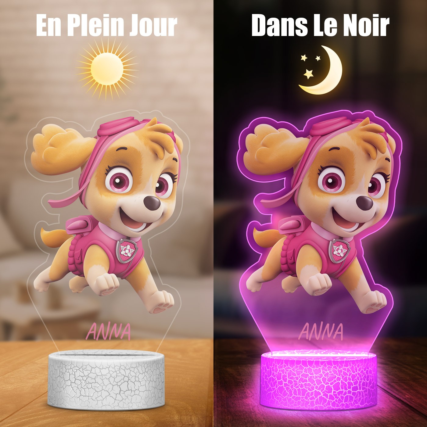 Lámpara LED 3D de Murrano con impresión personalizada Stella