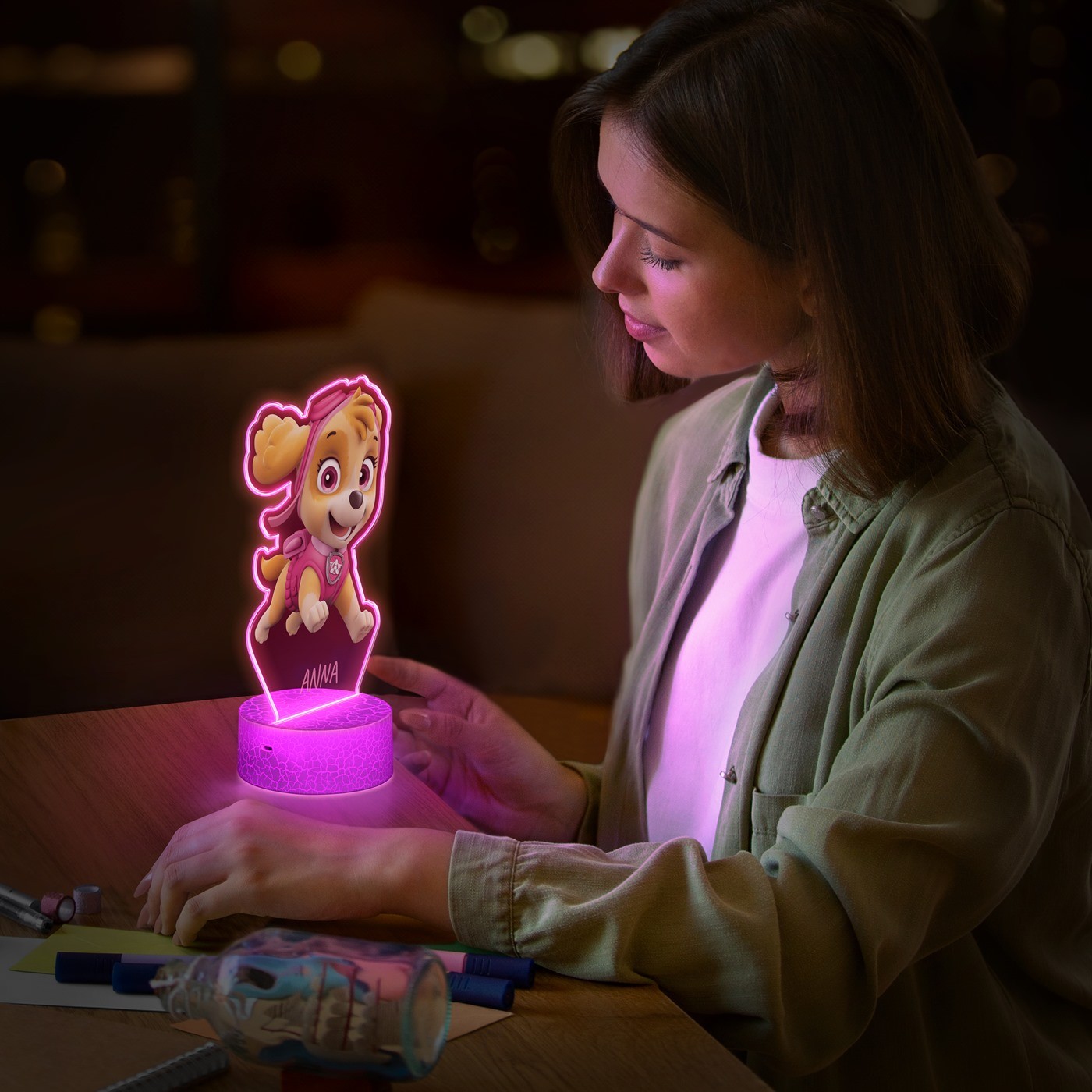 Lámpara LED 3D de Murrano con impresión personalizada Stella