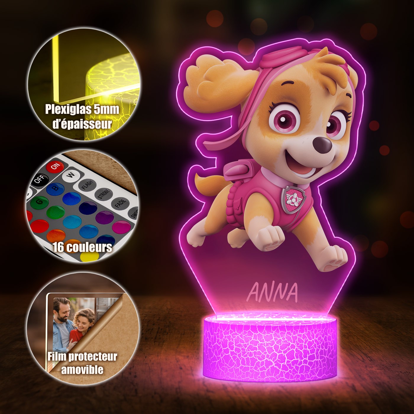 Lámpara LED 3D de Murrano con impresión personalizada Stella