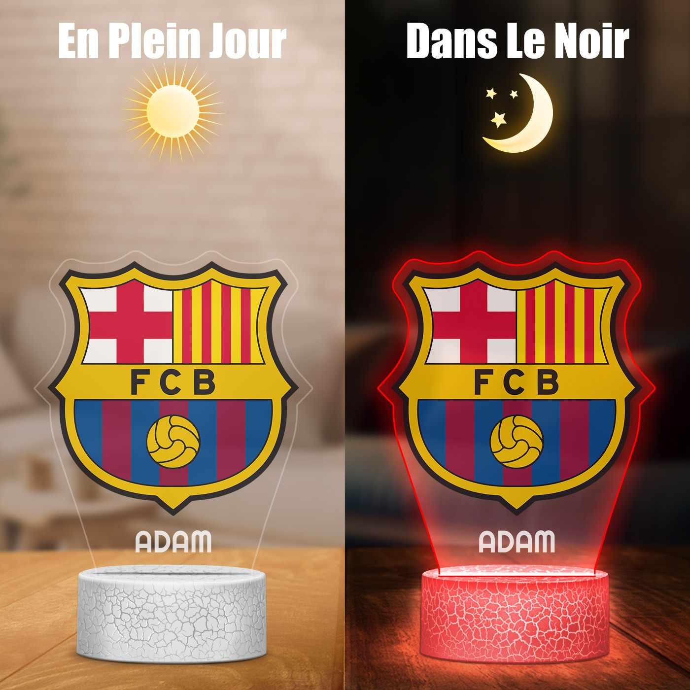 Lámpara LED 3D con impresión personalizada del FC Barcelona