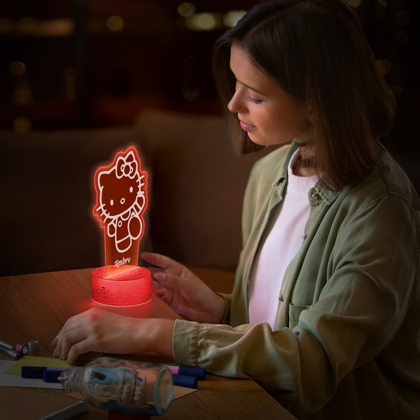 Lámpara LED Murrano Impresión 3D Hello Kitty para Niñas
