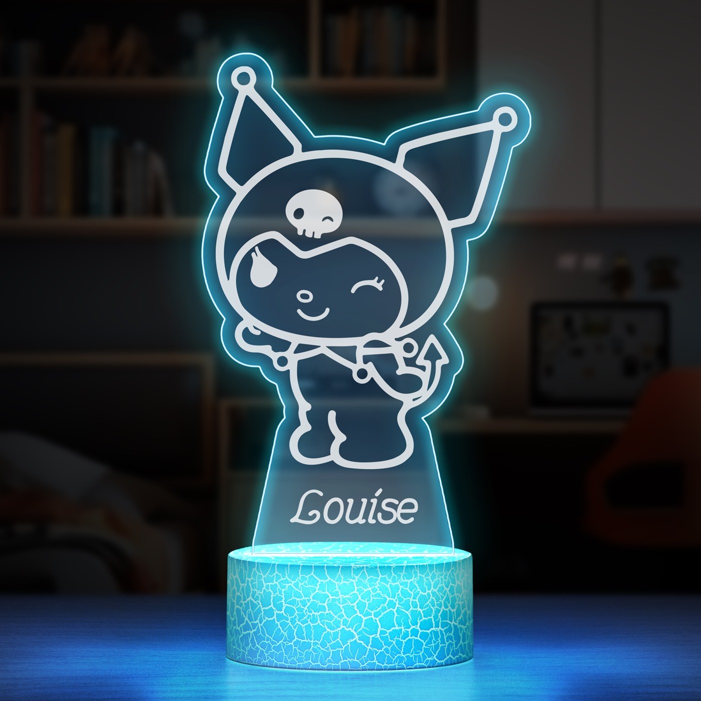 Lámpara LED Murrano 3D con impresión de Kuromi
