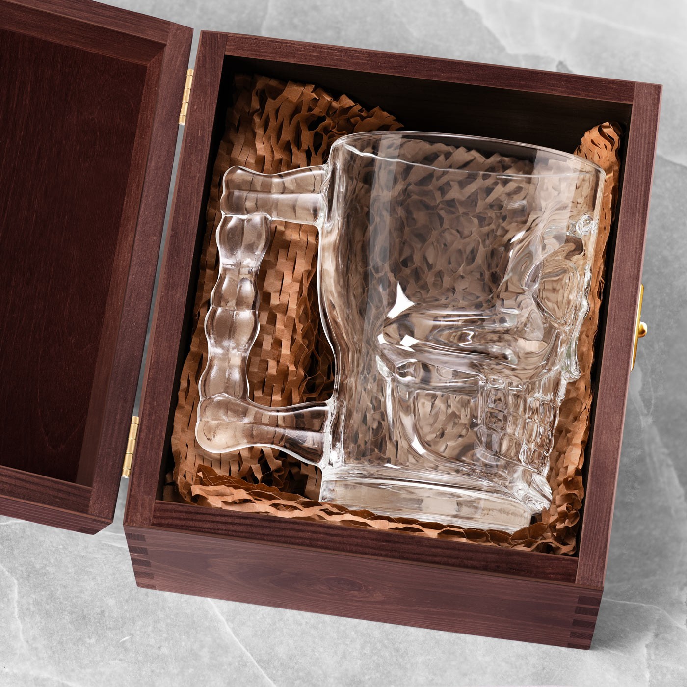 Caja de madera exclusiva Murrano para vaso de cerveza + accesorio GRATIS