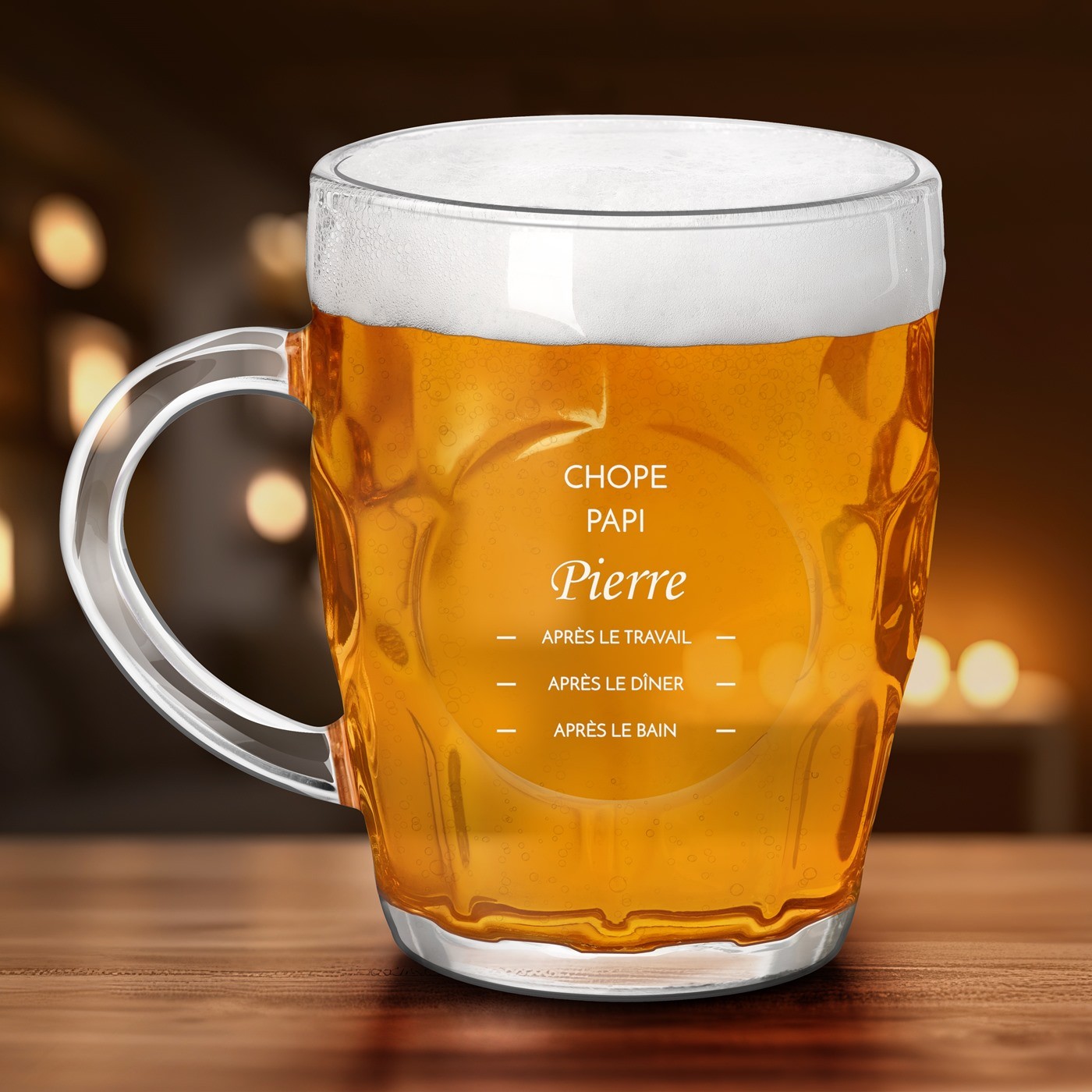 Taza de cerveza Murrano Bubble con grabado para abuelo