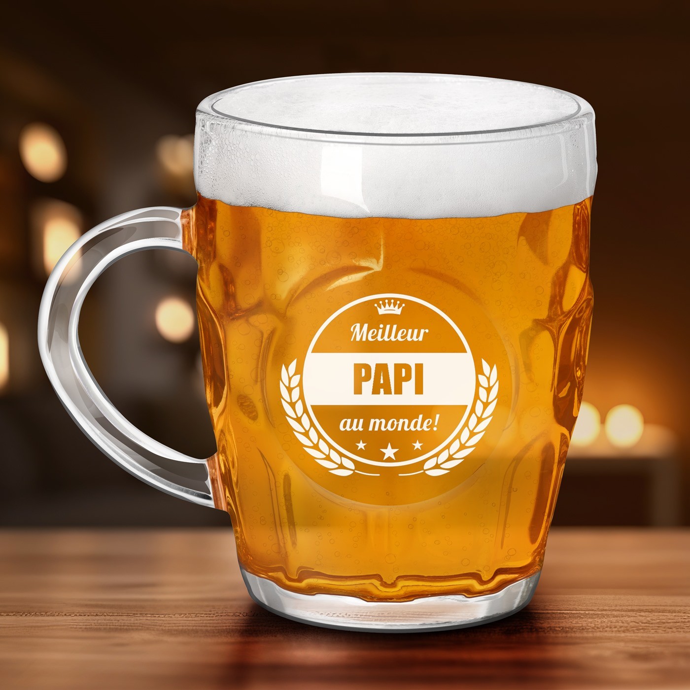 Taza de cerveza Murrano Bubble con grabado para abuelo