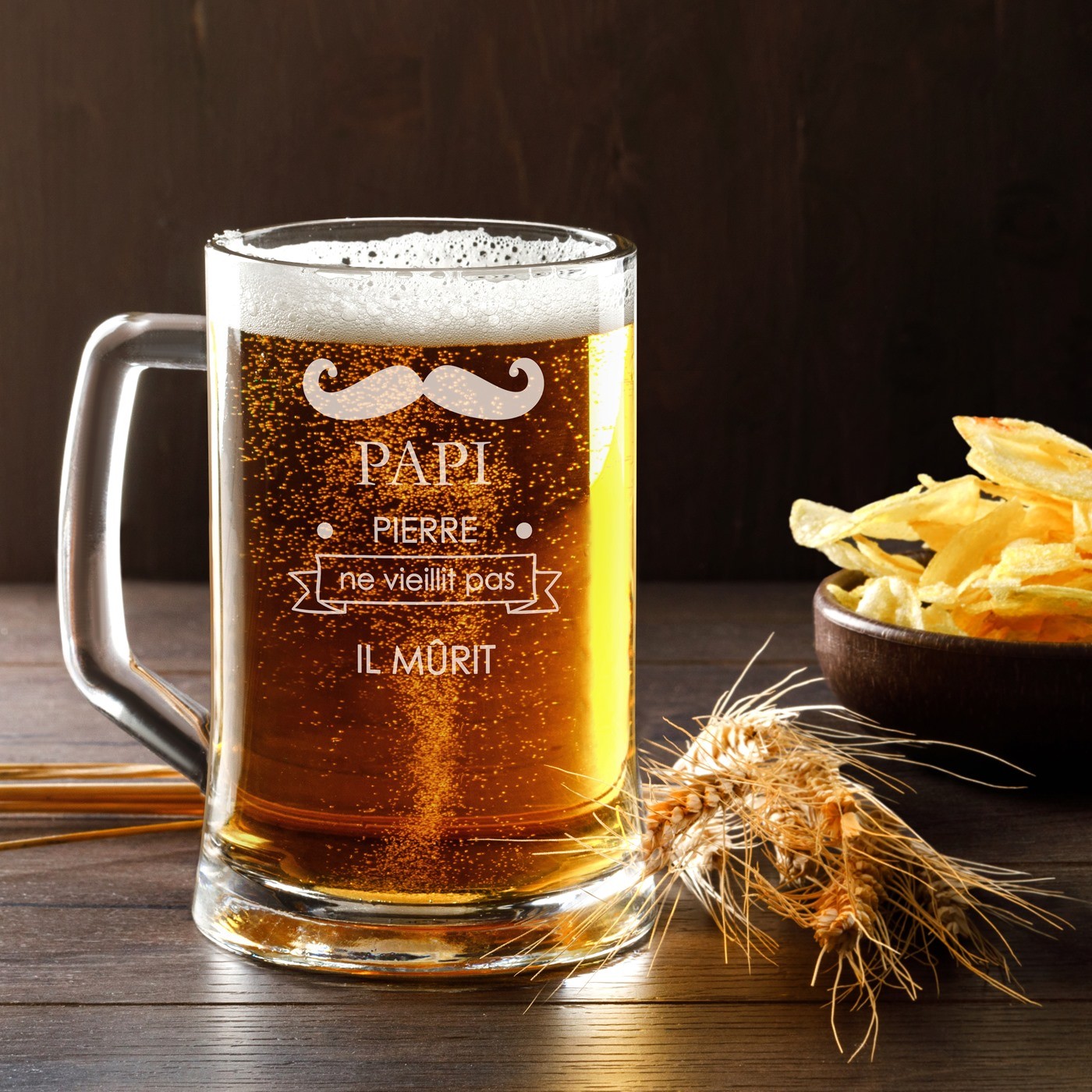 Murrano Personalized Beer Glass Mug with Laser Engraving