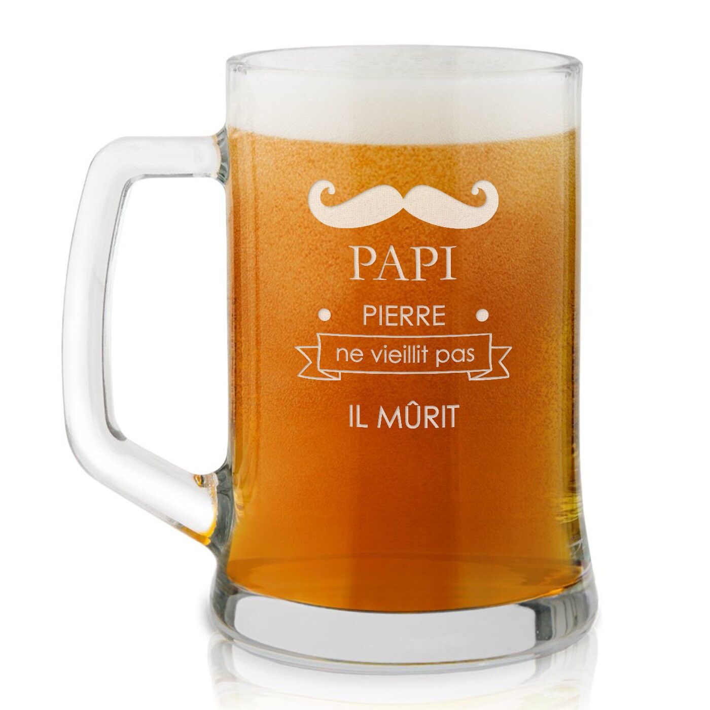 Murrano Personalized Beer Glass Mug with Laser Engraving