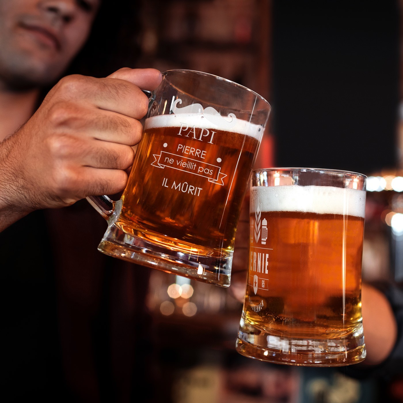 Murrano Personalized Beer Glass Mug with Laser Engraving