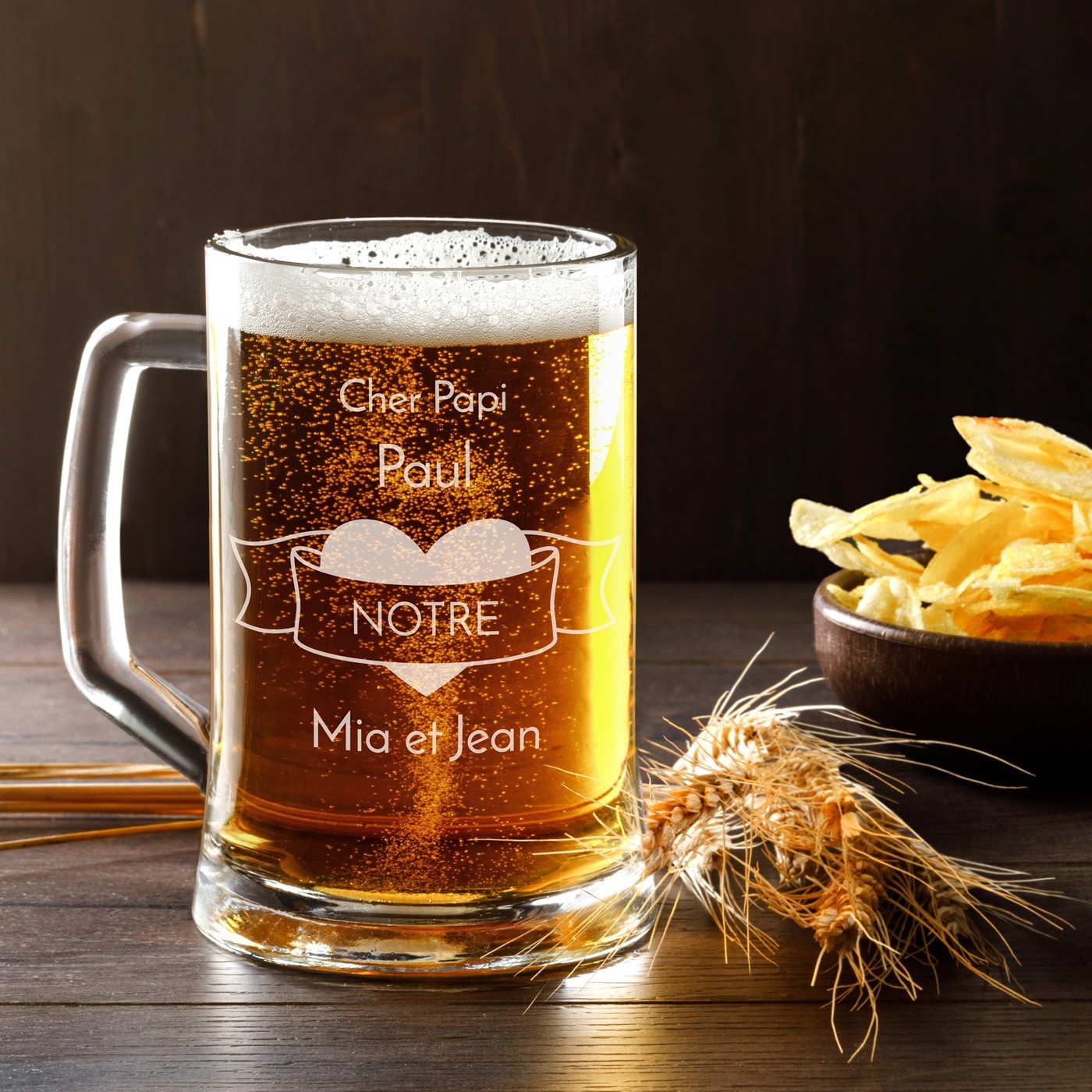 Taza de cerveza personalizada Murrano para el abuelo