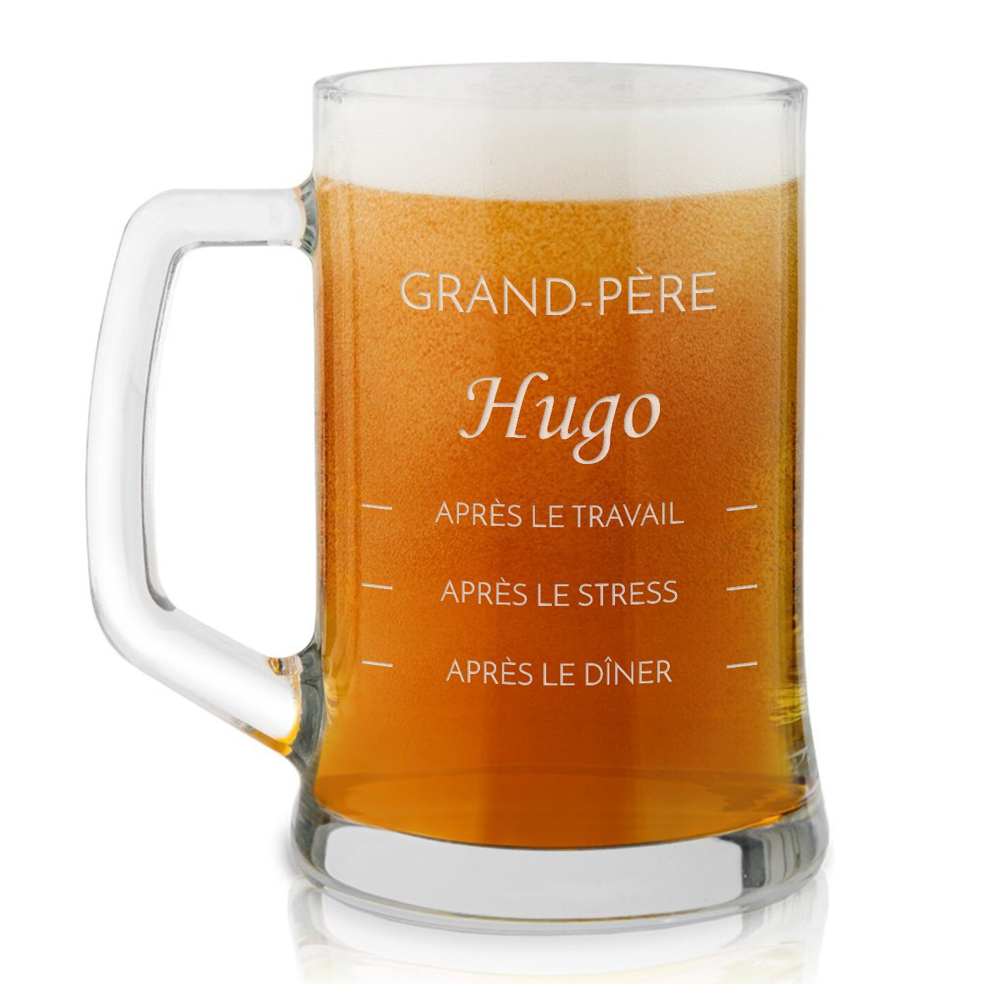 Taza de vidrio de cerveza personalizada Murrano con grabado láser