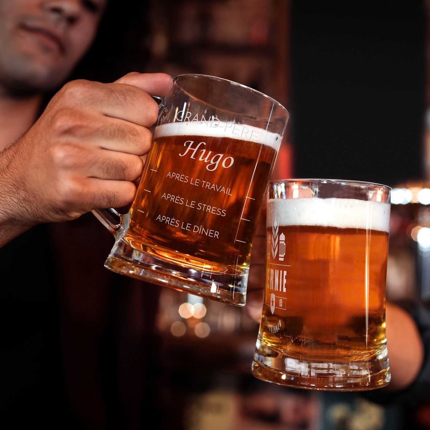 Taza de vidrio de cerveza personalizada Murrano con grabado láser