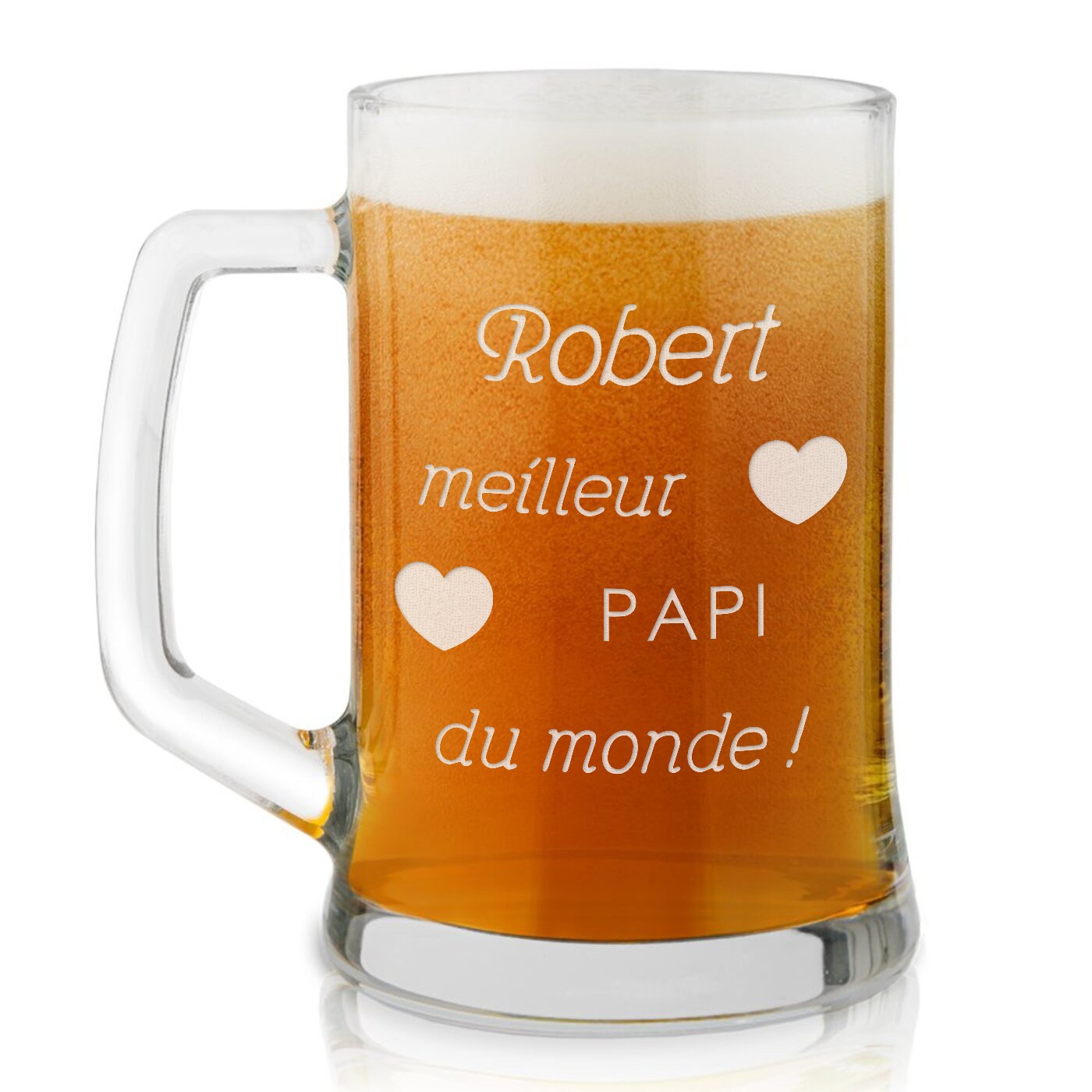 Murrano Personalized Beer Glass Mug with Laser Engraving for Grandpa