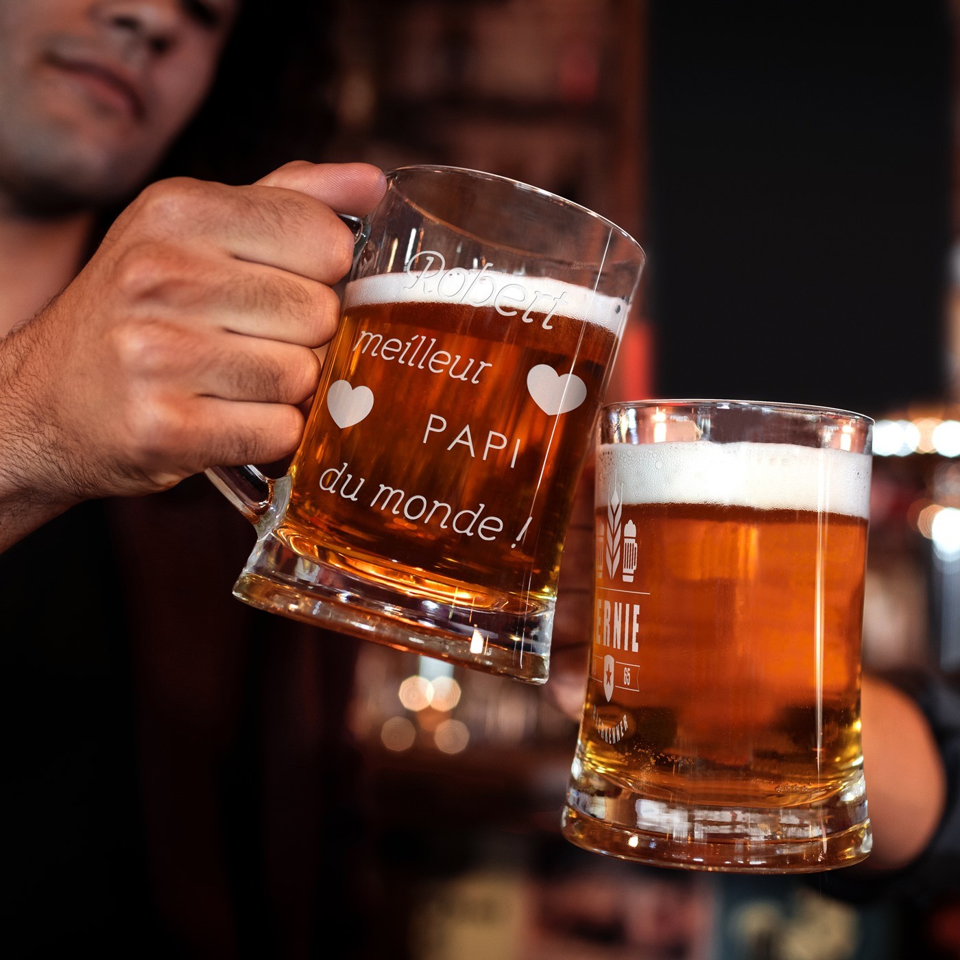 Murrano Personalized Beer Glass Mug with Laser Engraving for Grandpa