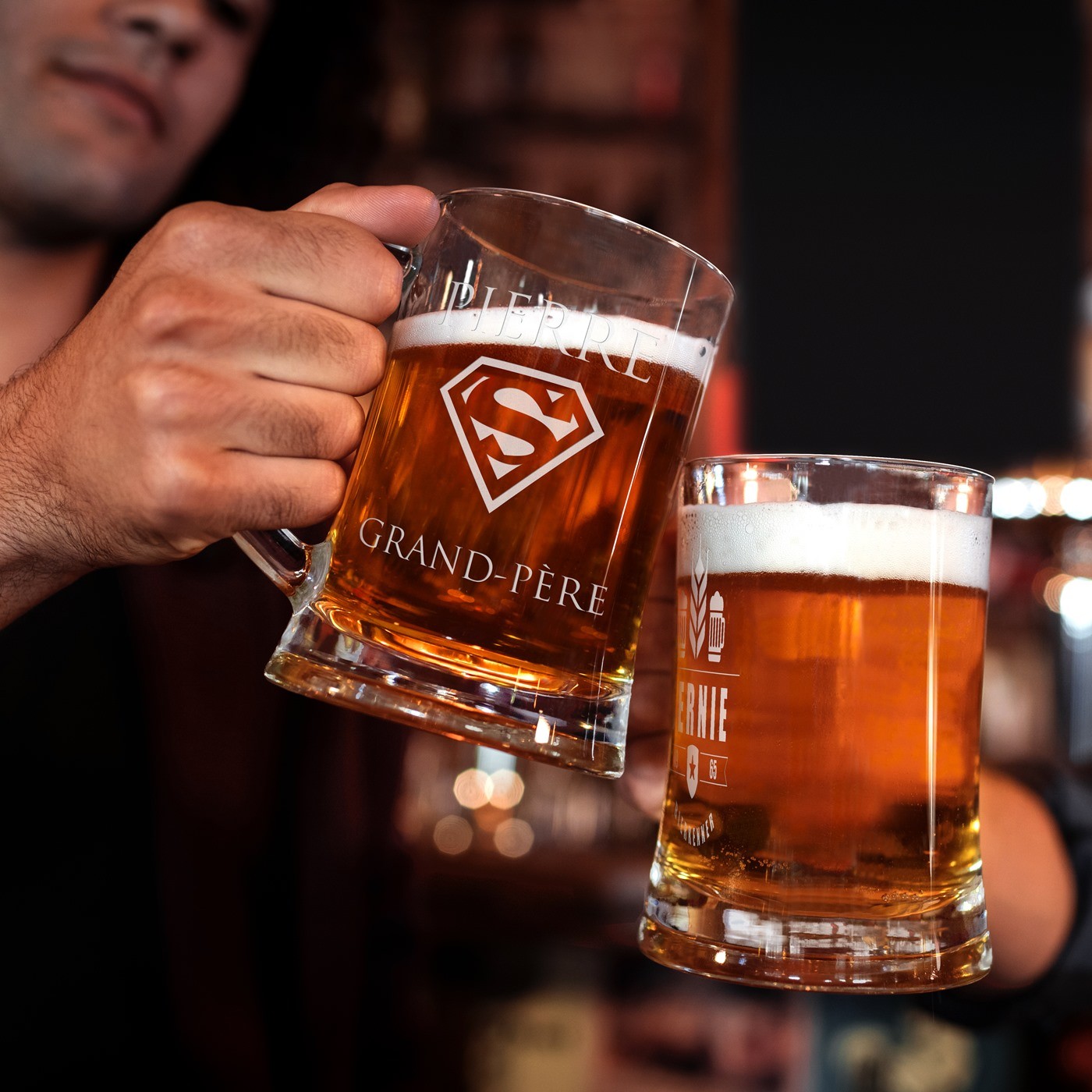 Taza de cerveza personalizada Murrano con grabado láser