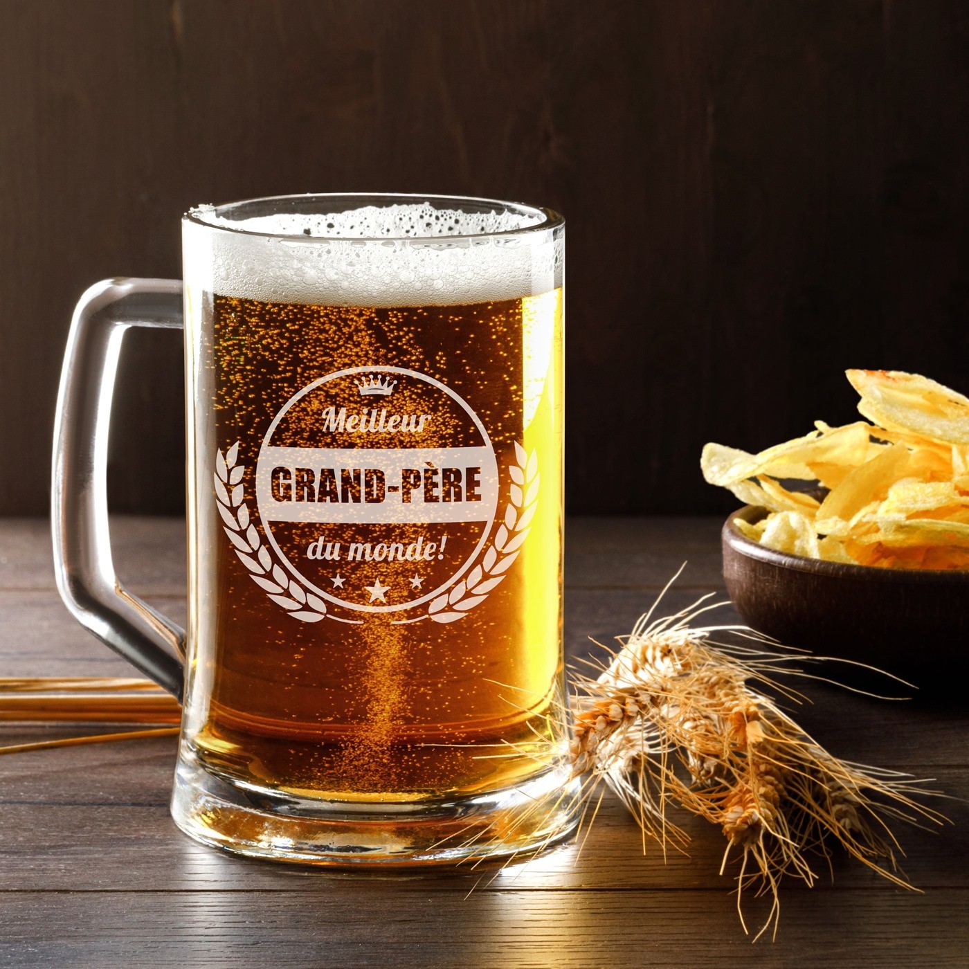 Taza de cerveza de vidrio personalizada Murrano con grabado láser para Papá