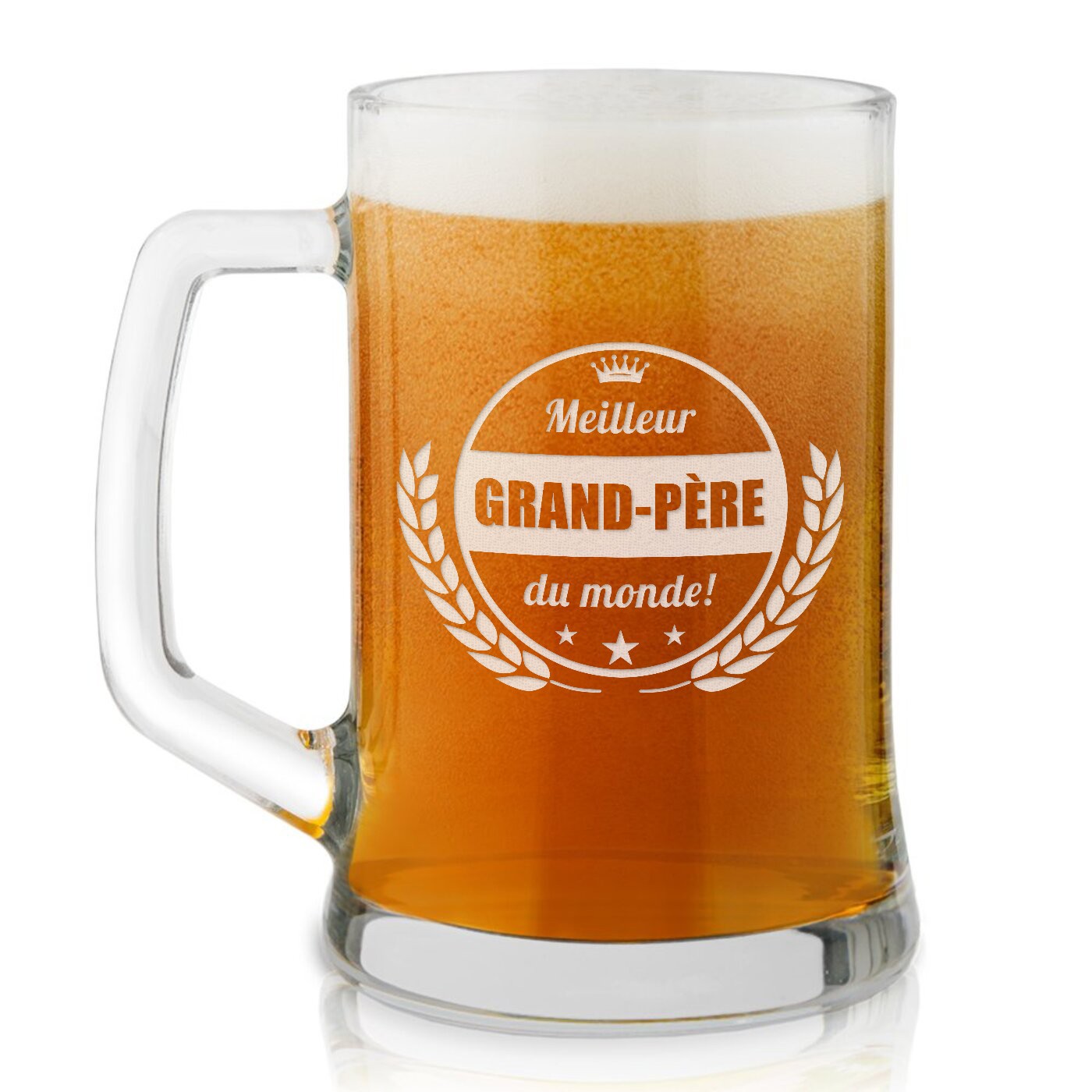 Taza de cerveza de vidrio personalizada Murrano con grabado láser para Papá