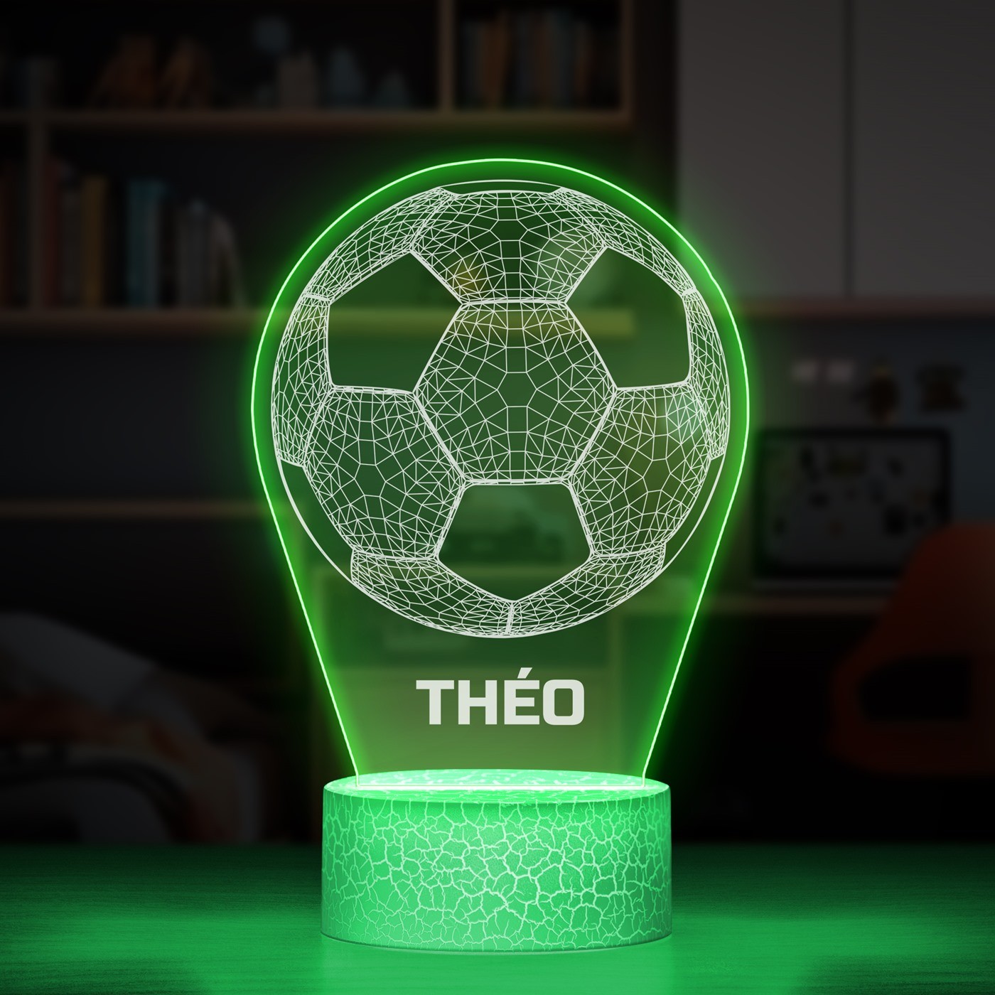 Lámpara LED 3D de Murrano con impresión de balón de fútbol