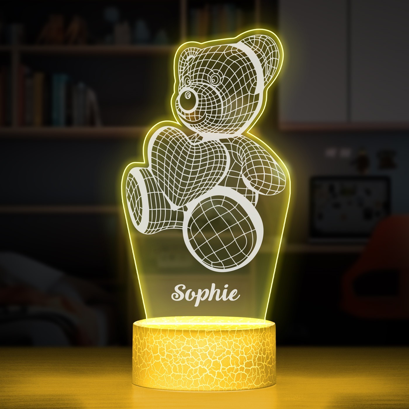 Lámpara Murrano 3D LED con diseño de osito y corazón