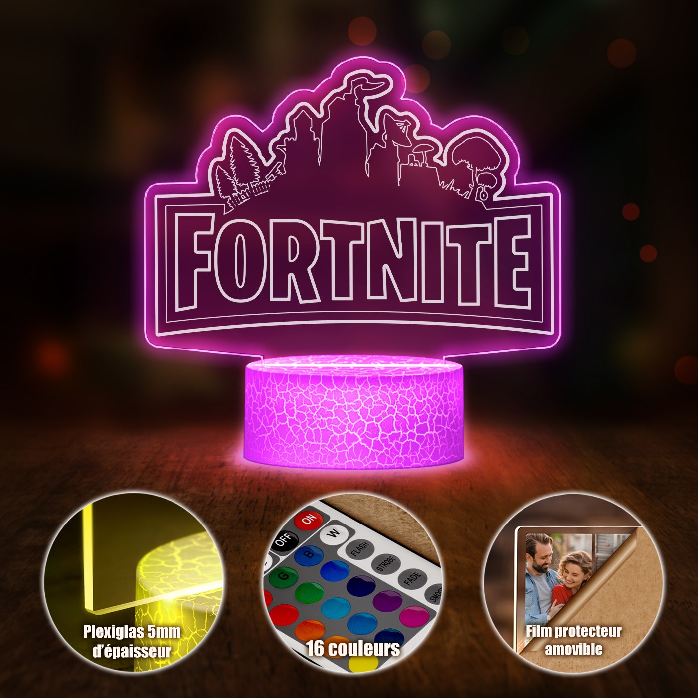 Lámpara LED 3D Fortnite con impresión personalizada
