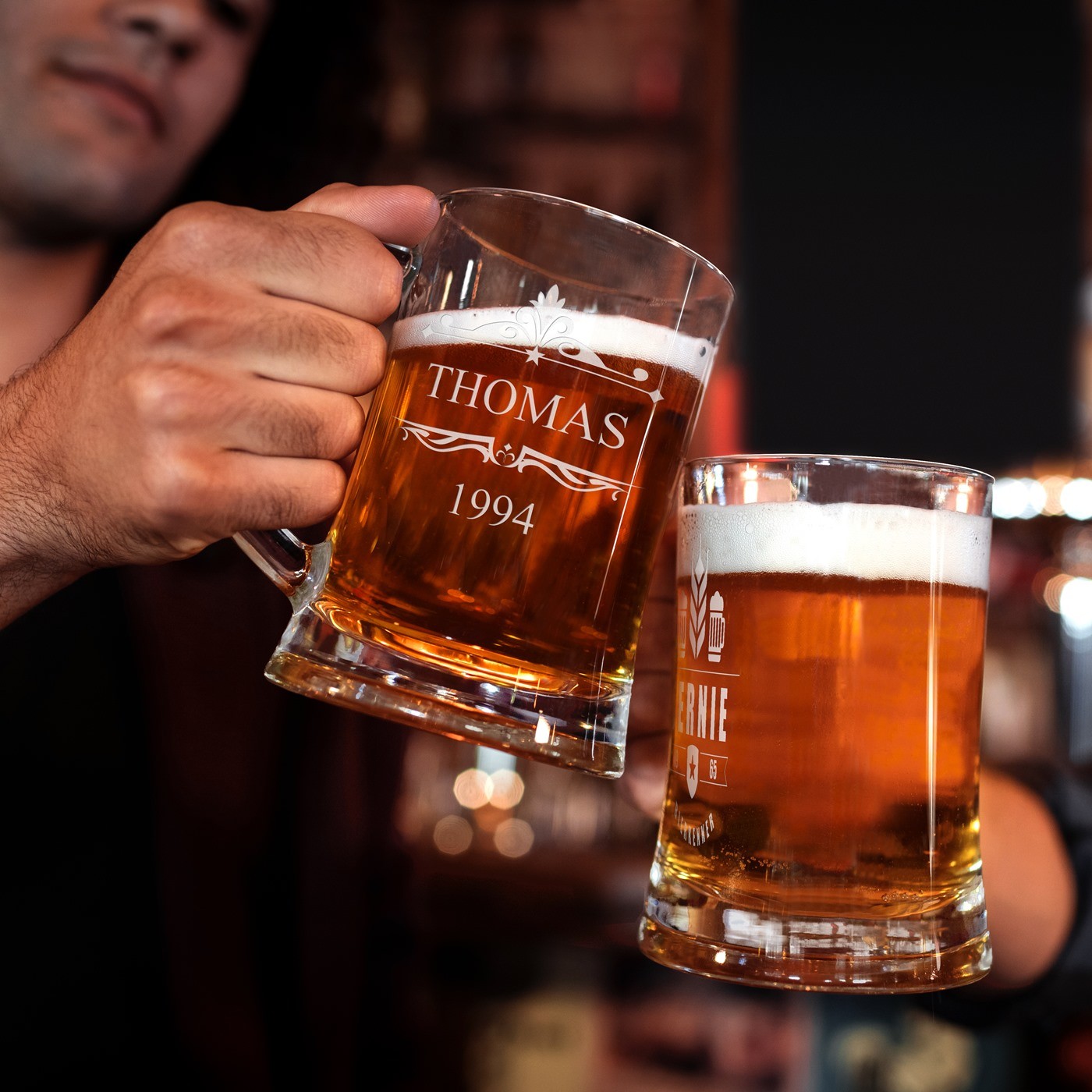 Taza de vidrio para cerveza personalizada Murrano con grabado láser para entusiasta