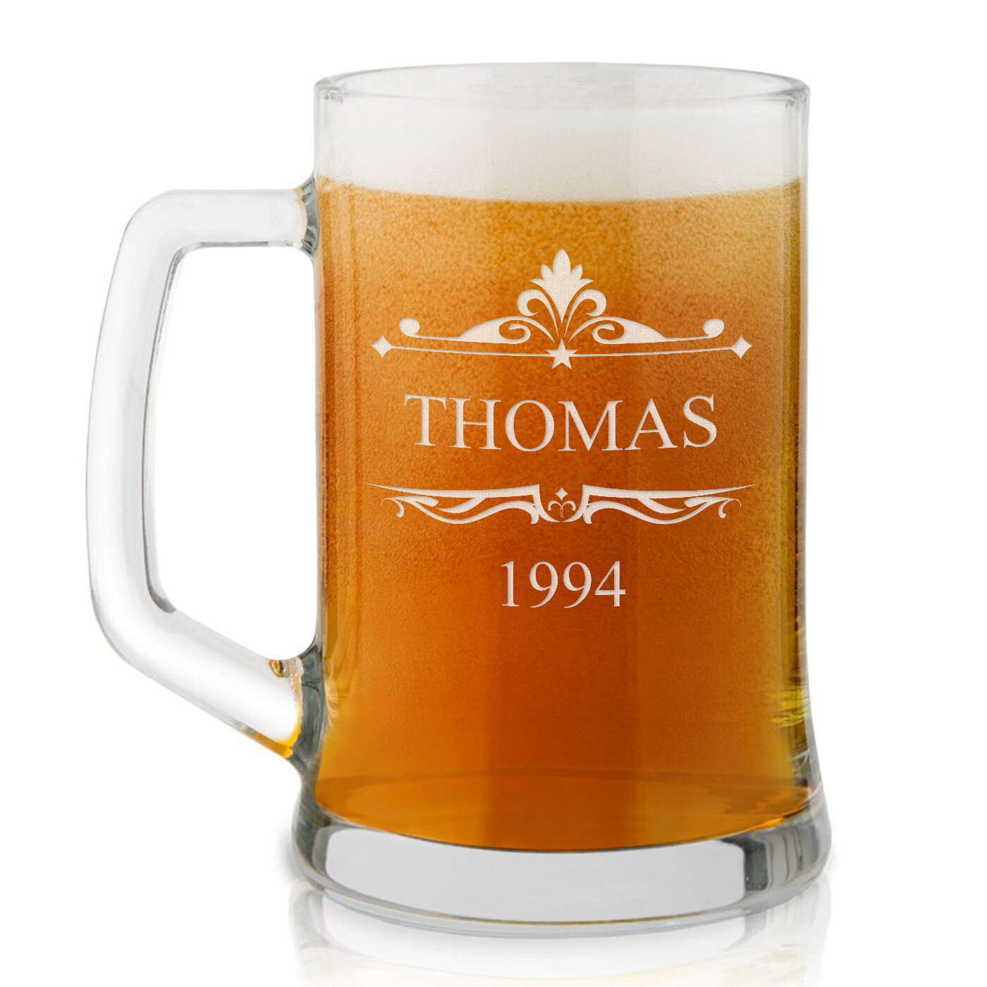 Taza de vidrio para cerveza personalizada Murrano con grabado láser para entusiasta