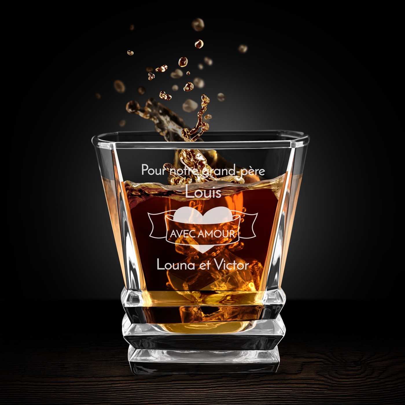 Vaso de whisky geométrico personalizado para el Día del Abuelo